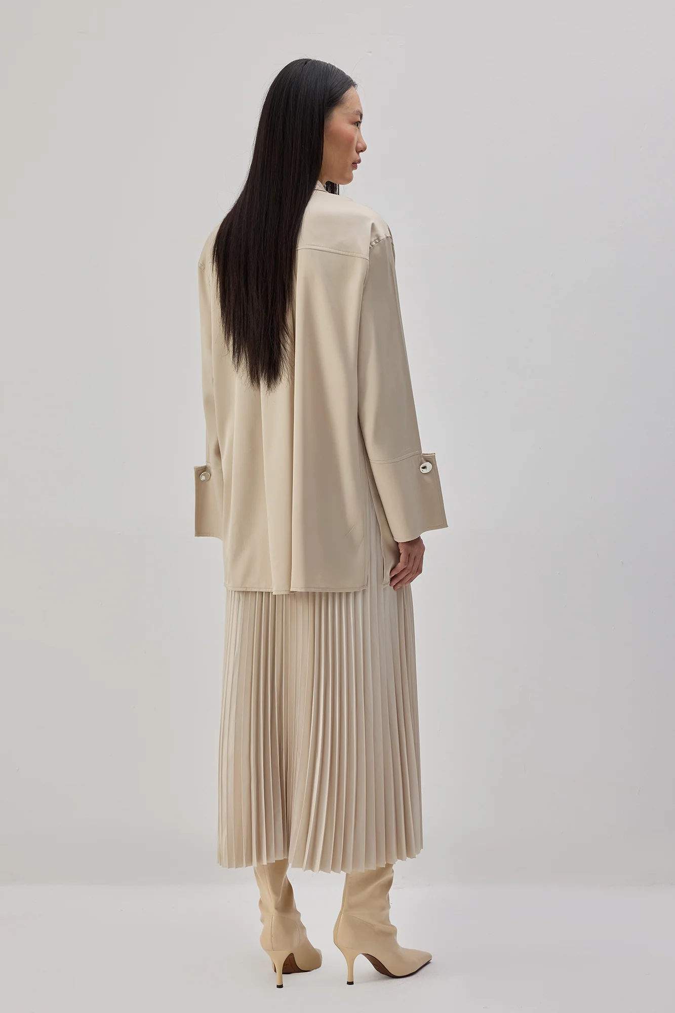 WIDE CUFFED SATIN SHIRT - Image 8