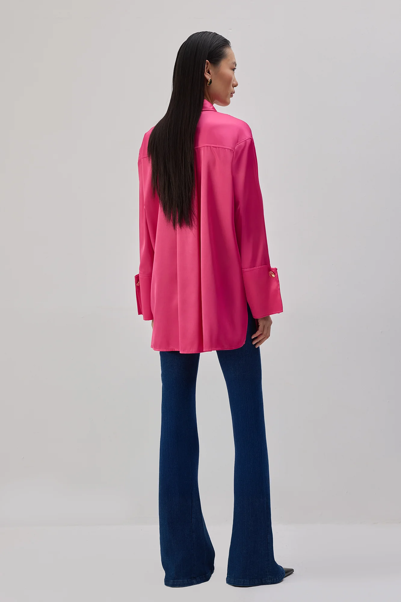 WIDE CUFFED SATIN SHIRT - Image 6