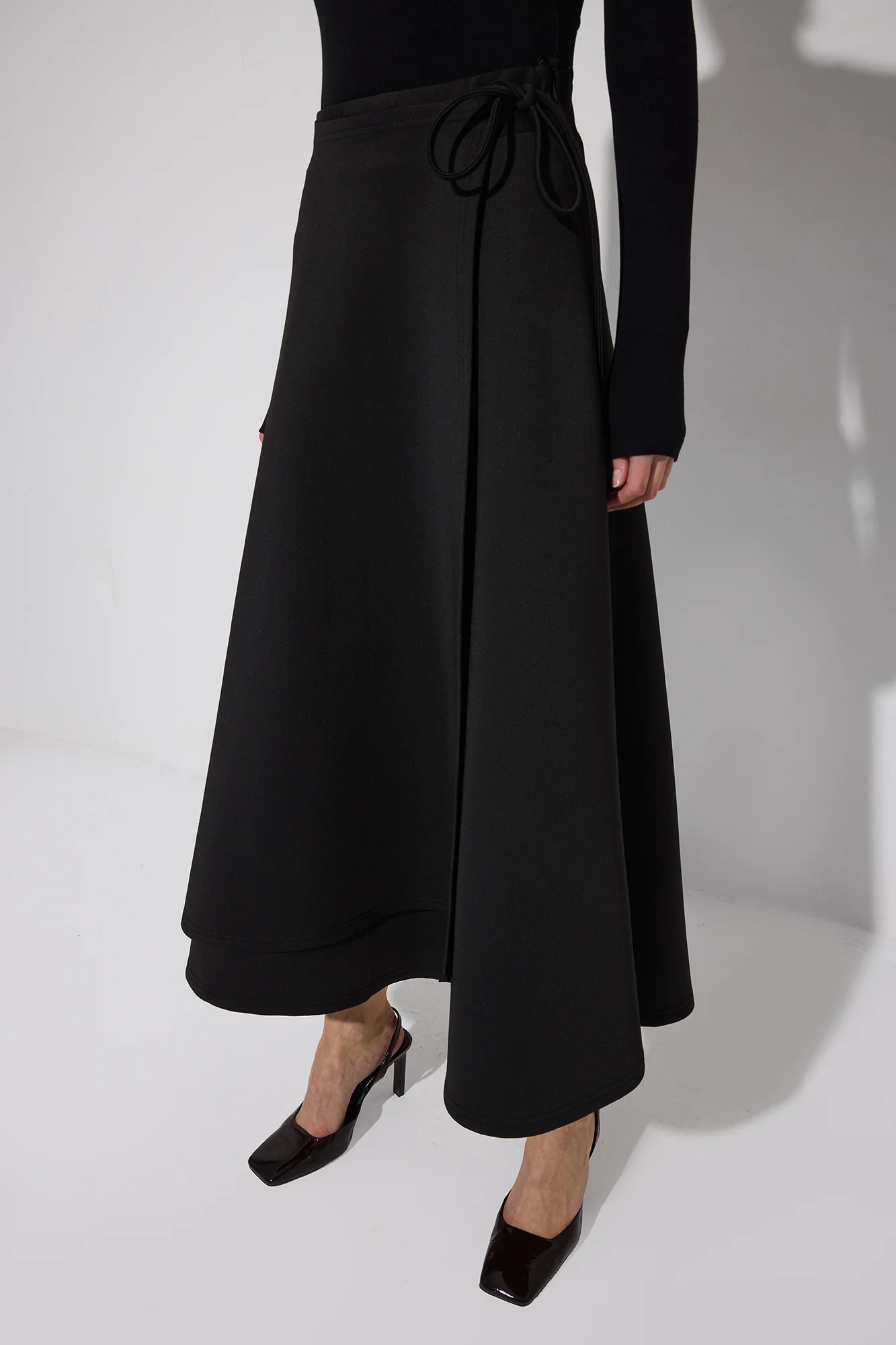 TIE DETAILED SCUBA SKIRT - Image 3