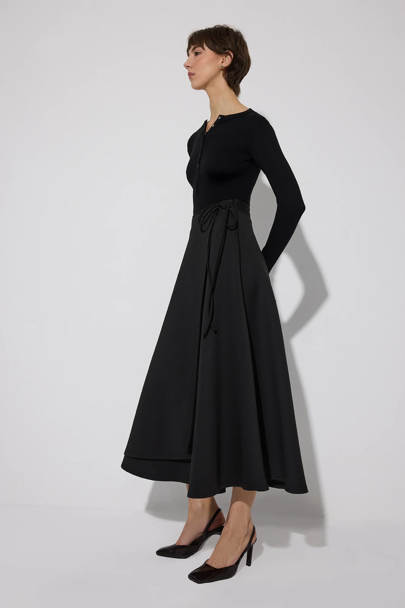 TIE DETAILED SCUBA SKIRT - Image 4