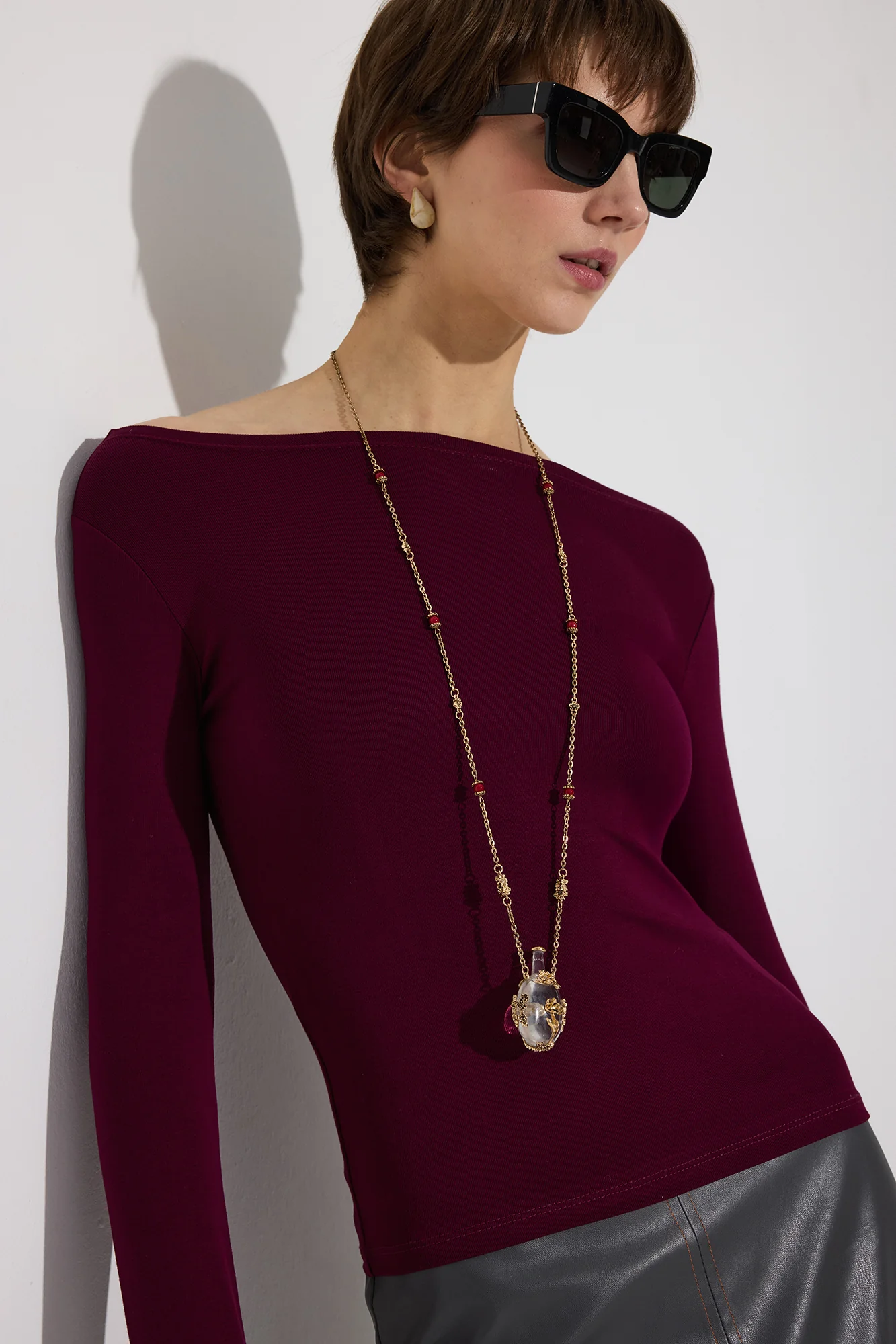 BOAT NECK LONG-SLEEVED BODYSUIT - Image 4