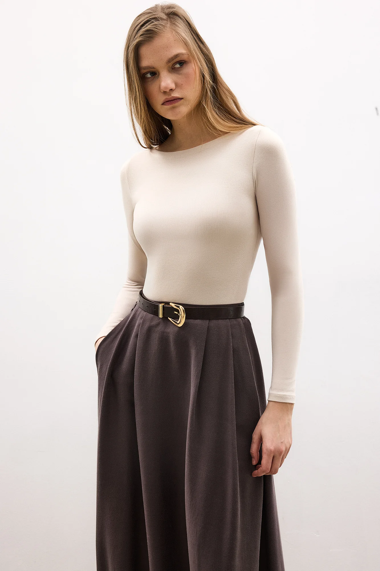 BOAT NECK LONG-SLEEVED BODYSUIT - Image 4