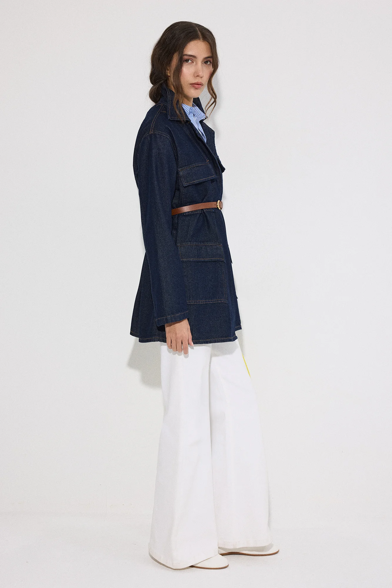 BELT DETAILED DENIM JACKET - Image 2