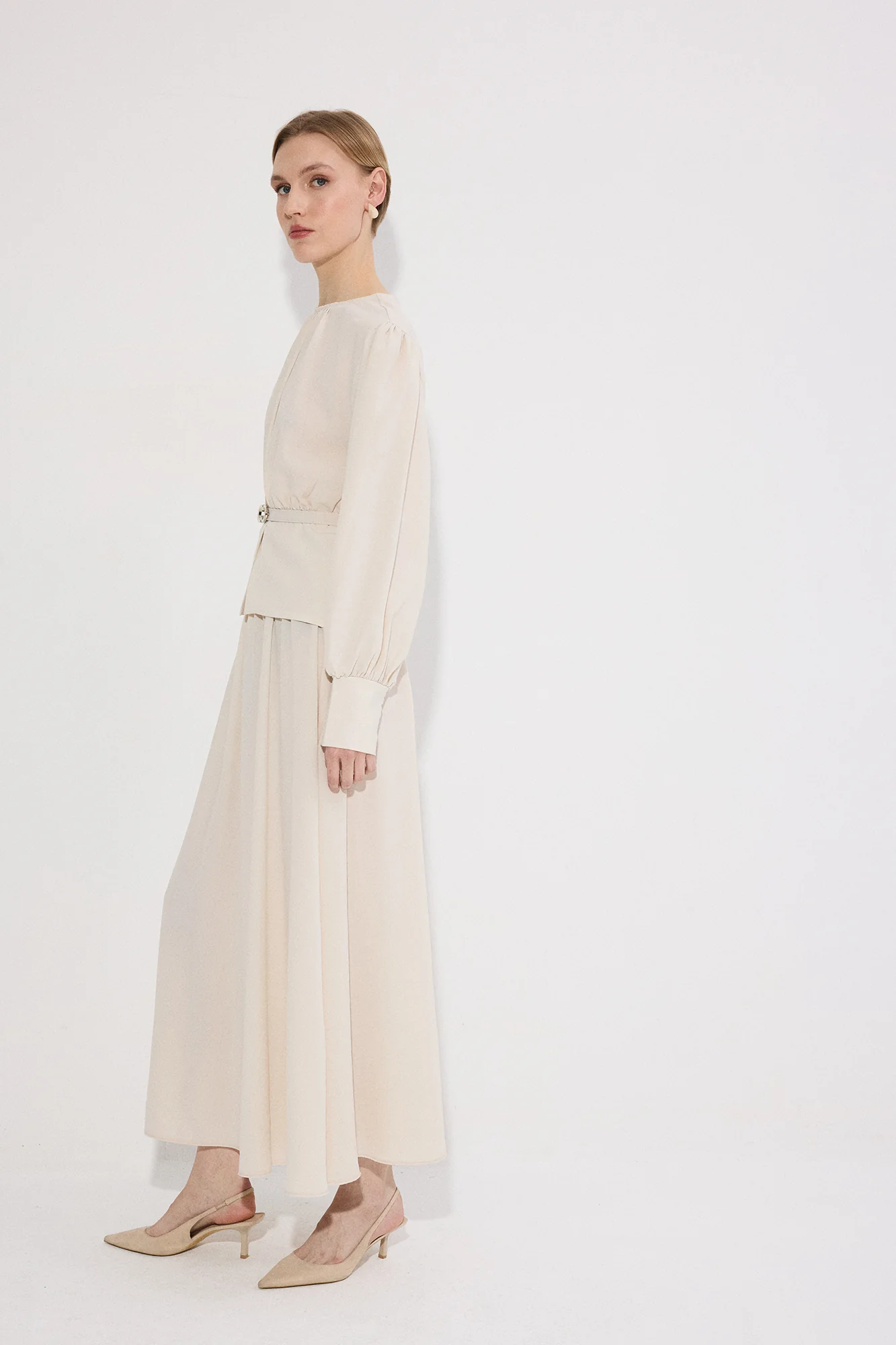 BELT DETAILED TUNIC SKIRT SET - Image 2