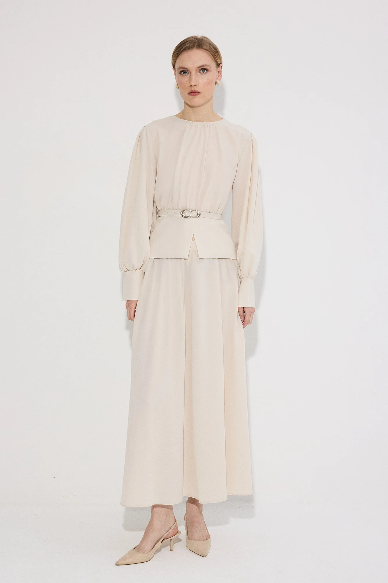 BELT DETAILED TUNIC SKIRT SET - Image 4