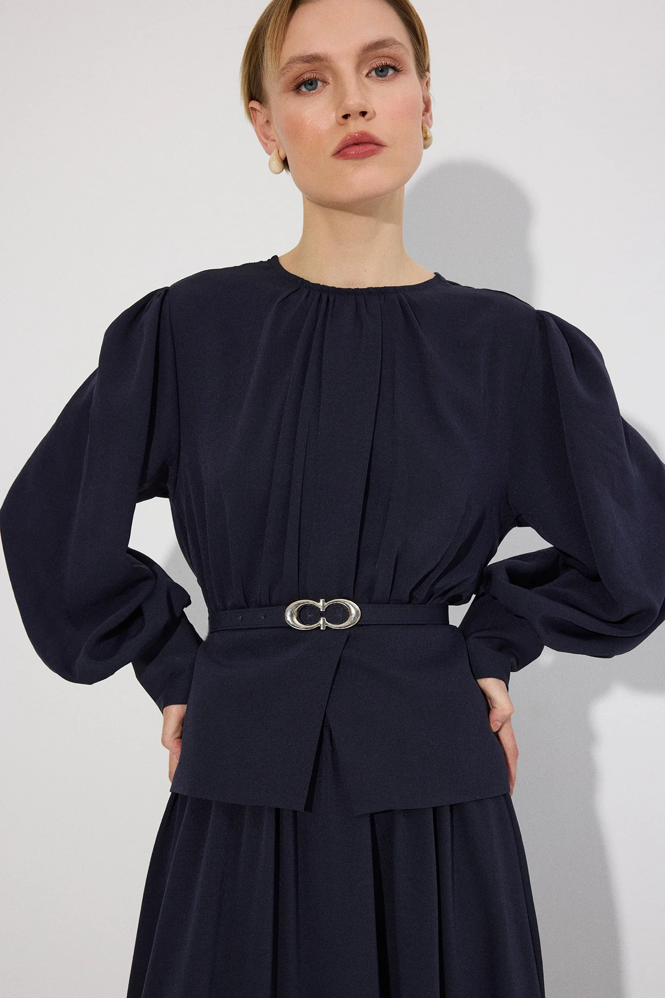 BELT DETAILED TUNIC SKIRT SET - Image 2