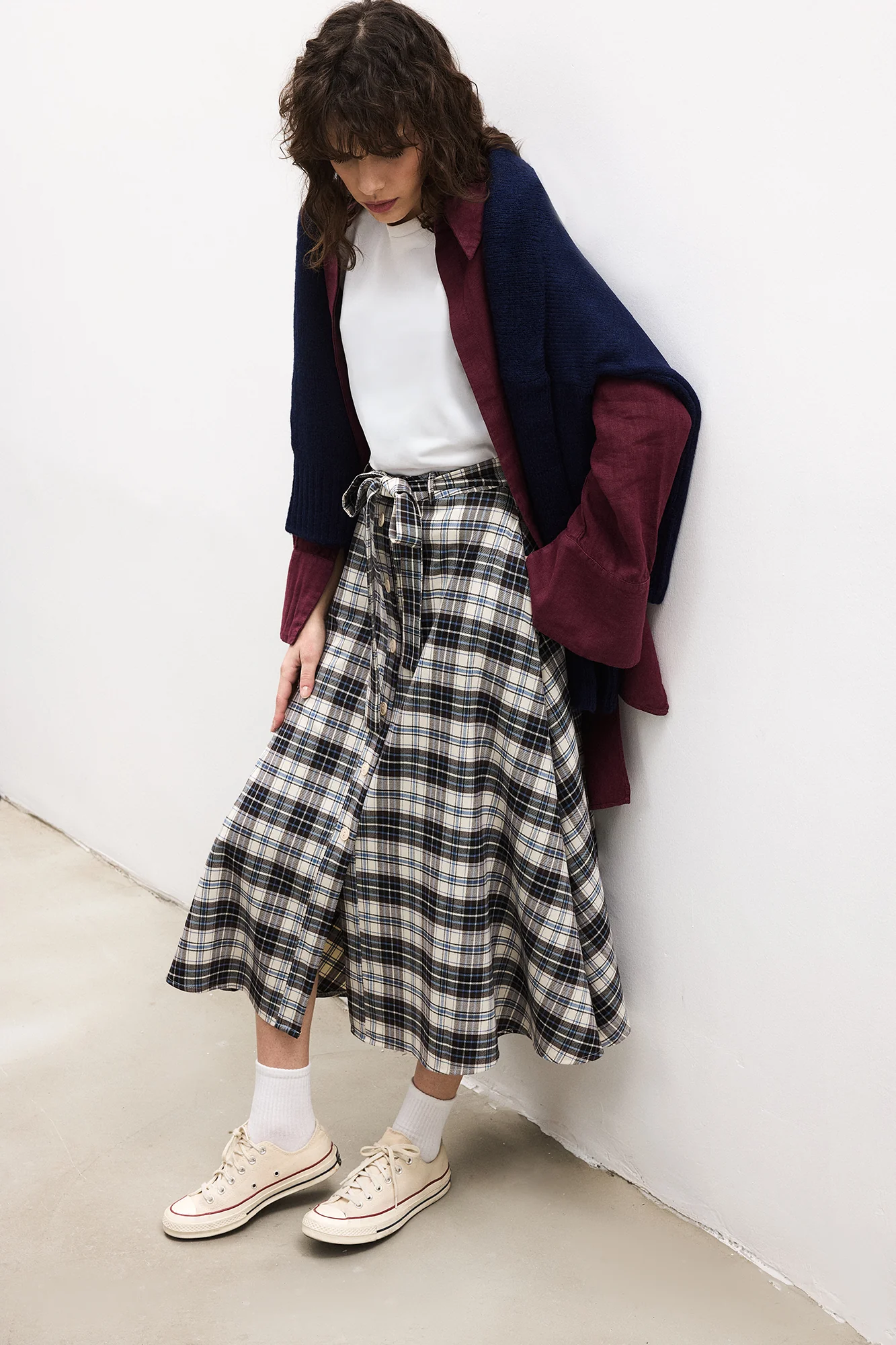 BELTED PLAID SKIRT - Image 2