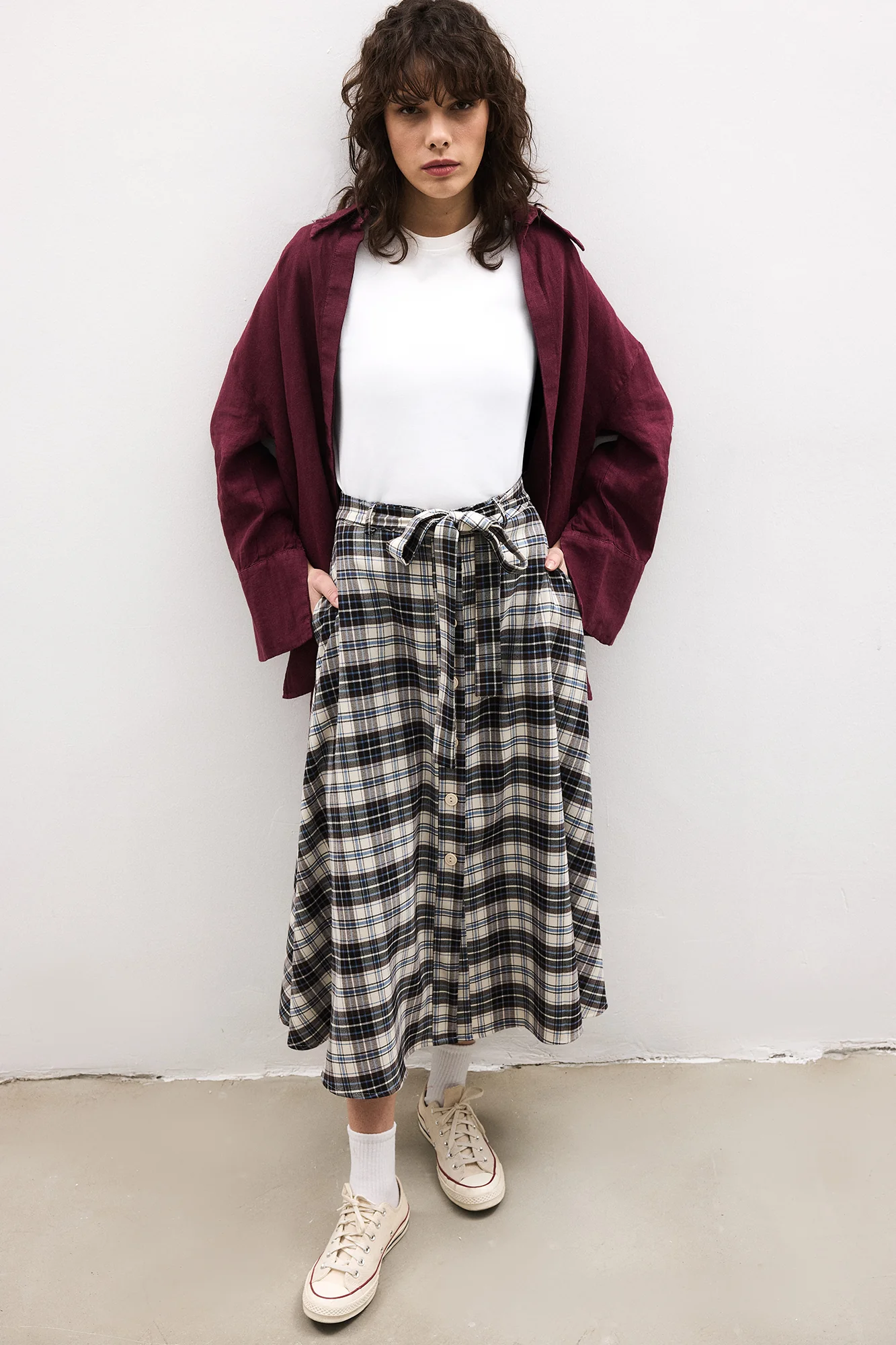 BELTED PLAID SKIRT - Image 4