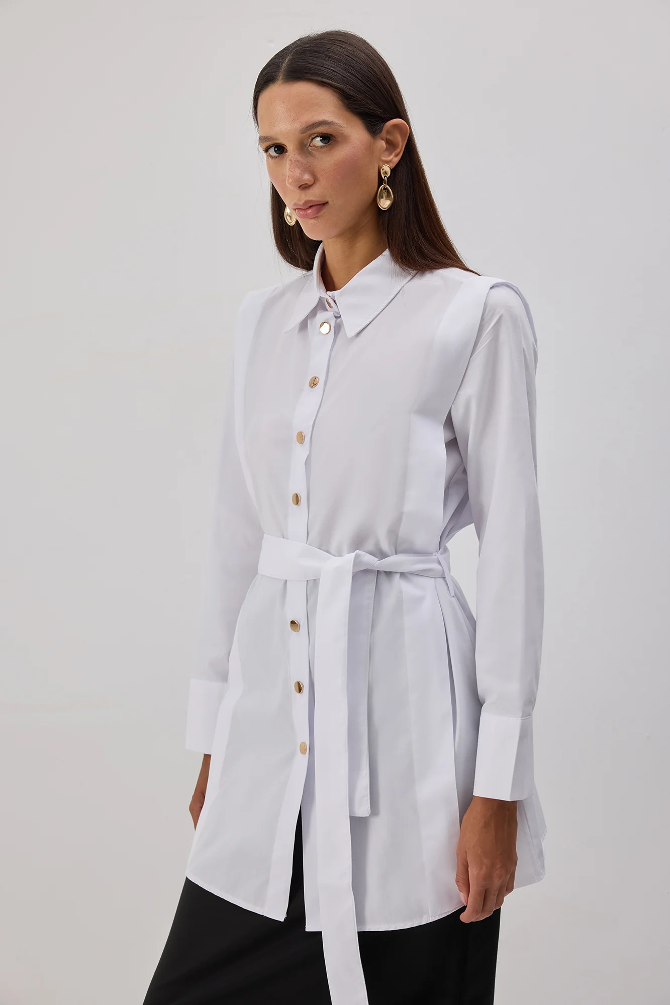BELTED POPLIN SHIRT - Image 3