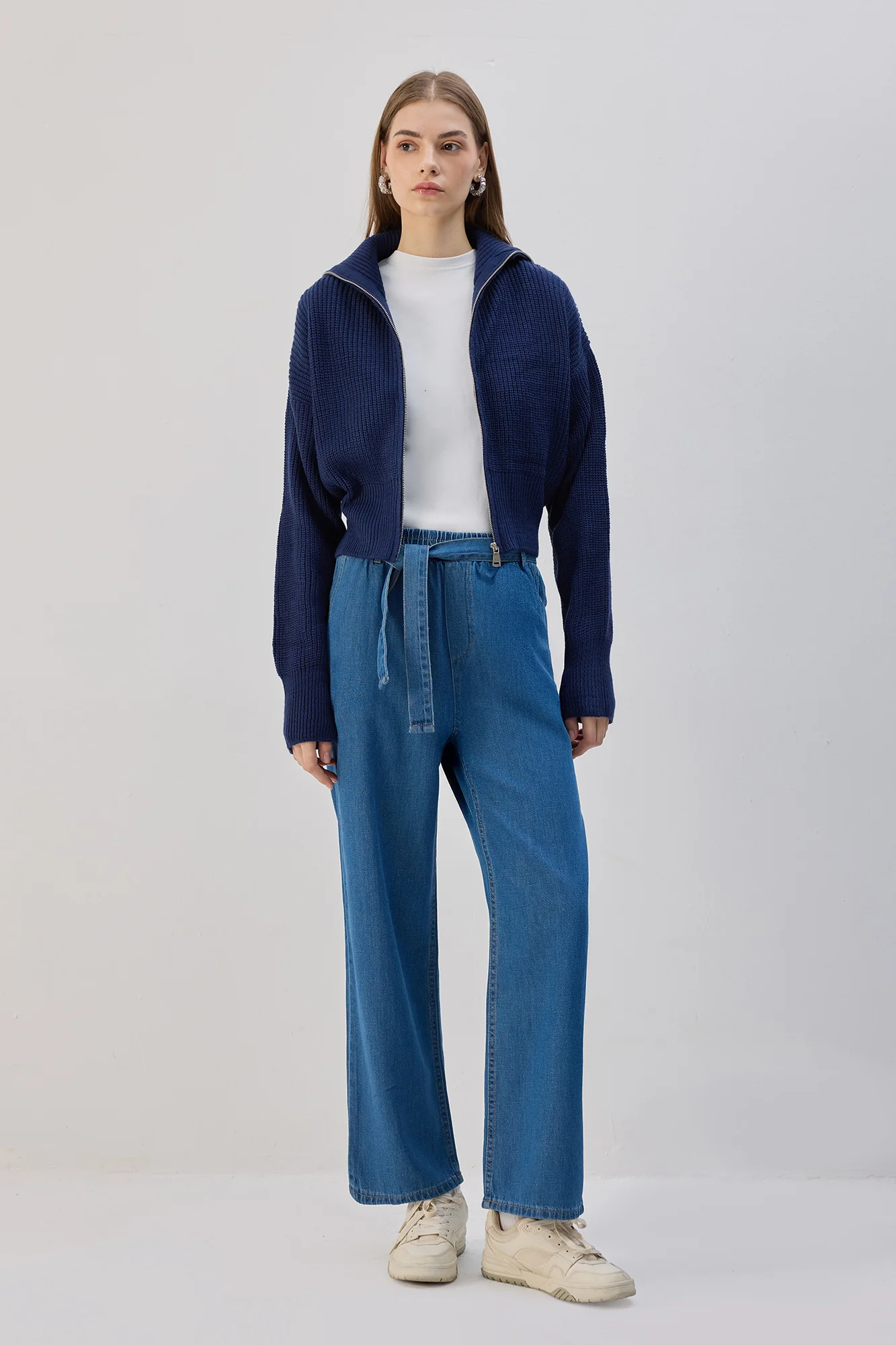 BELTED WAIST DENIM TROUSERS - Image 3