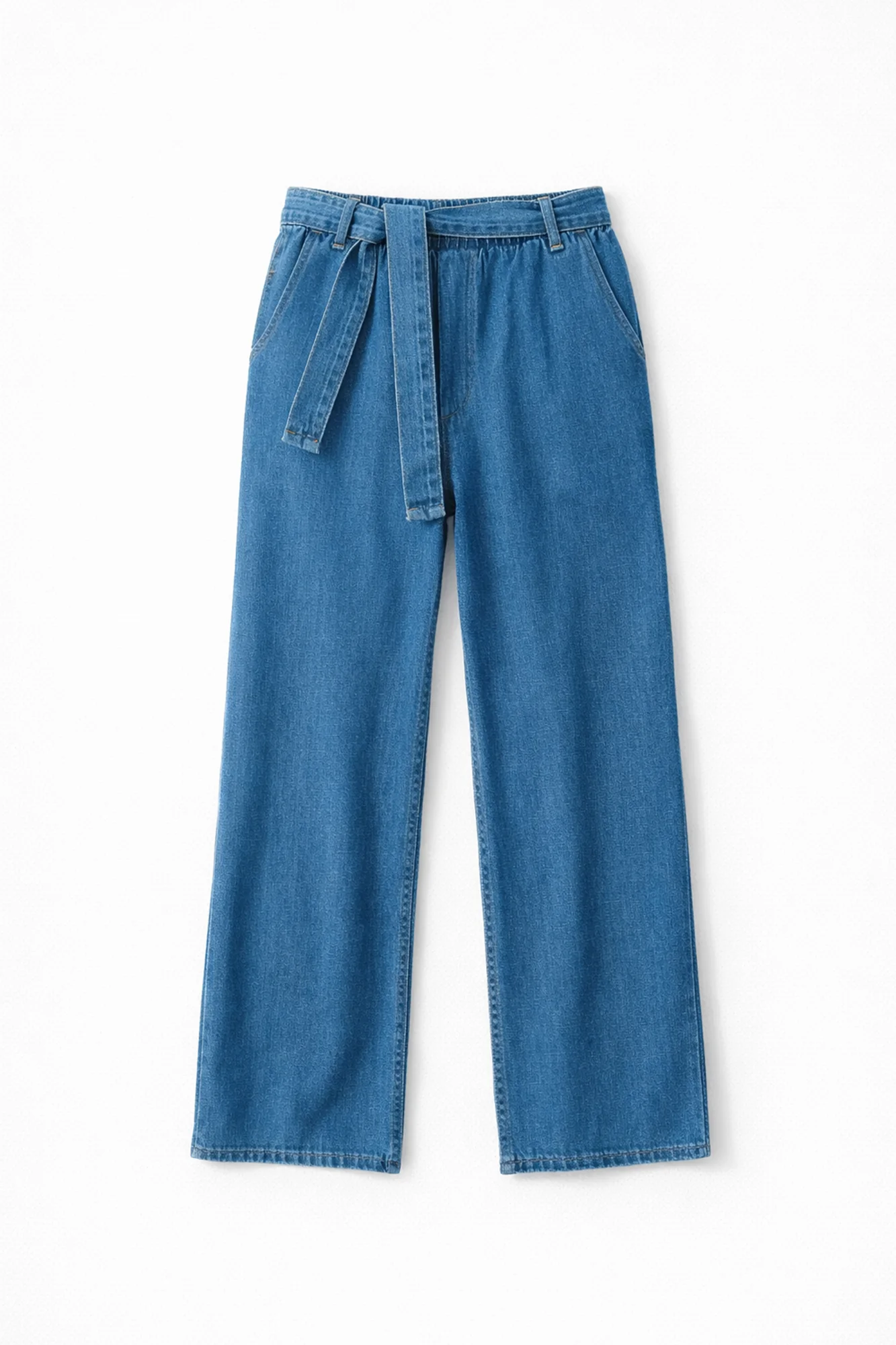 BELTED WAIST DENIM TROUSERS - Image 4