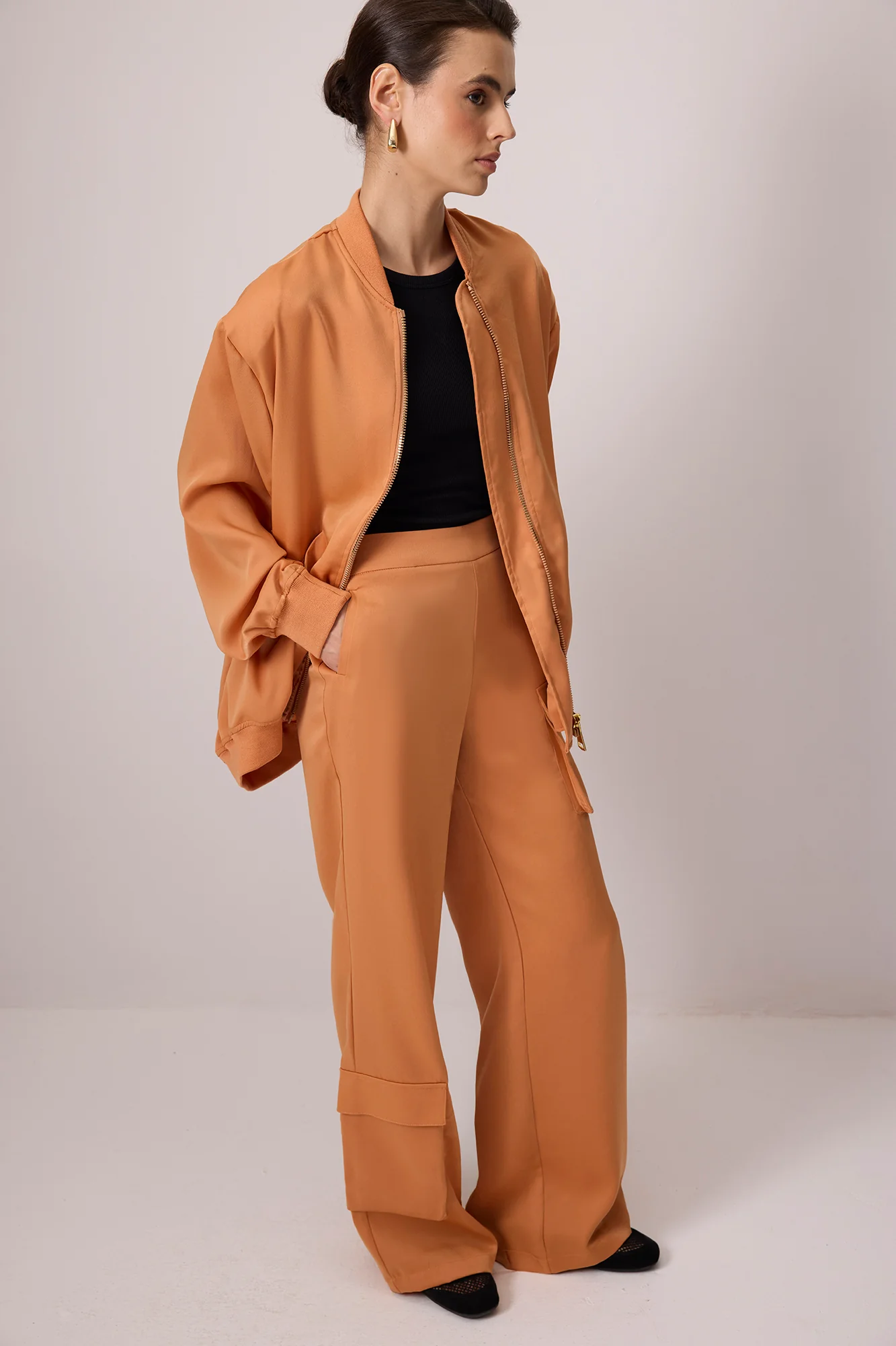 WIDE LEG SATIN TROUSERS - Image 4