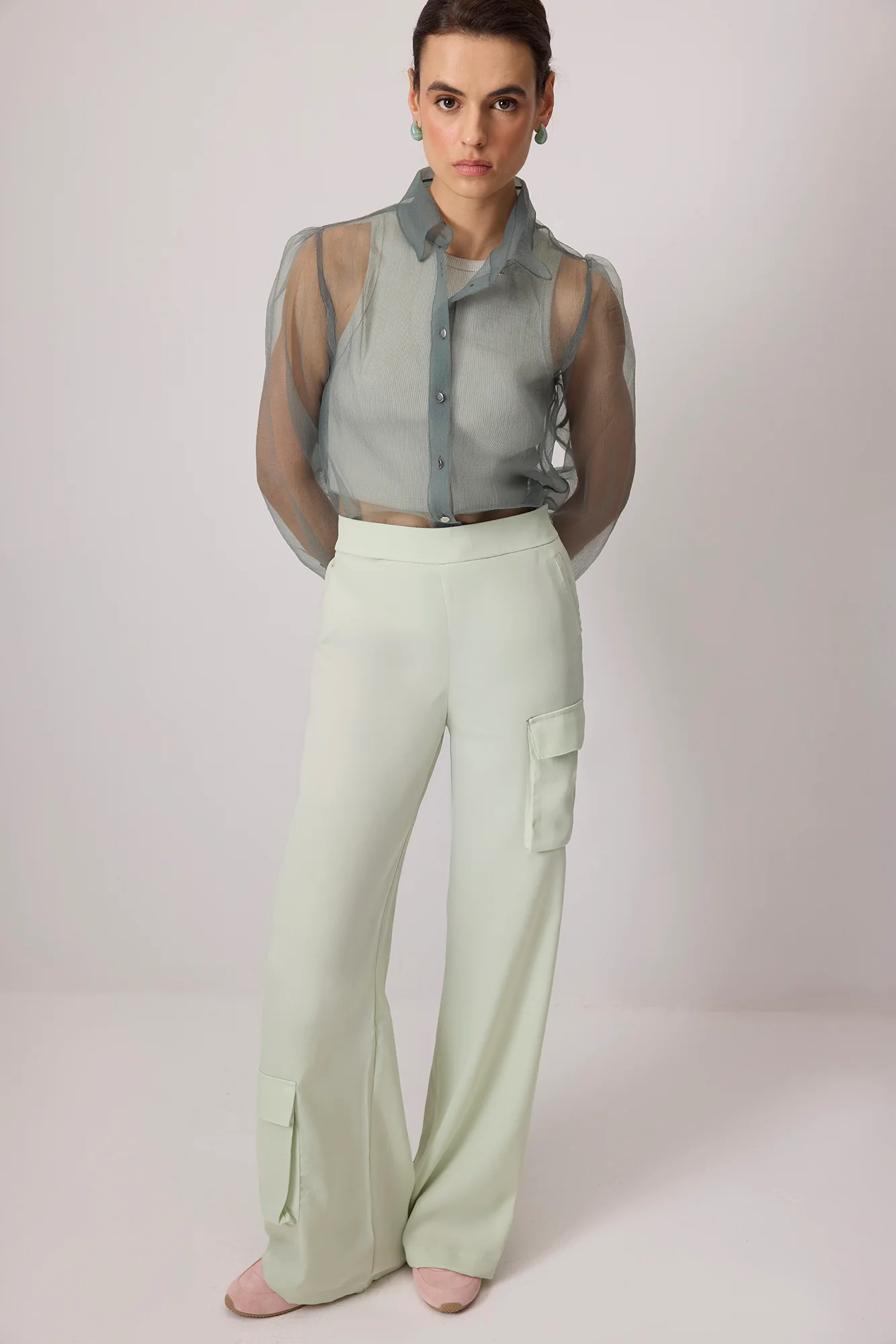 WIDE LEG SATIN TROUSERS - Image 3