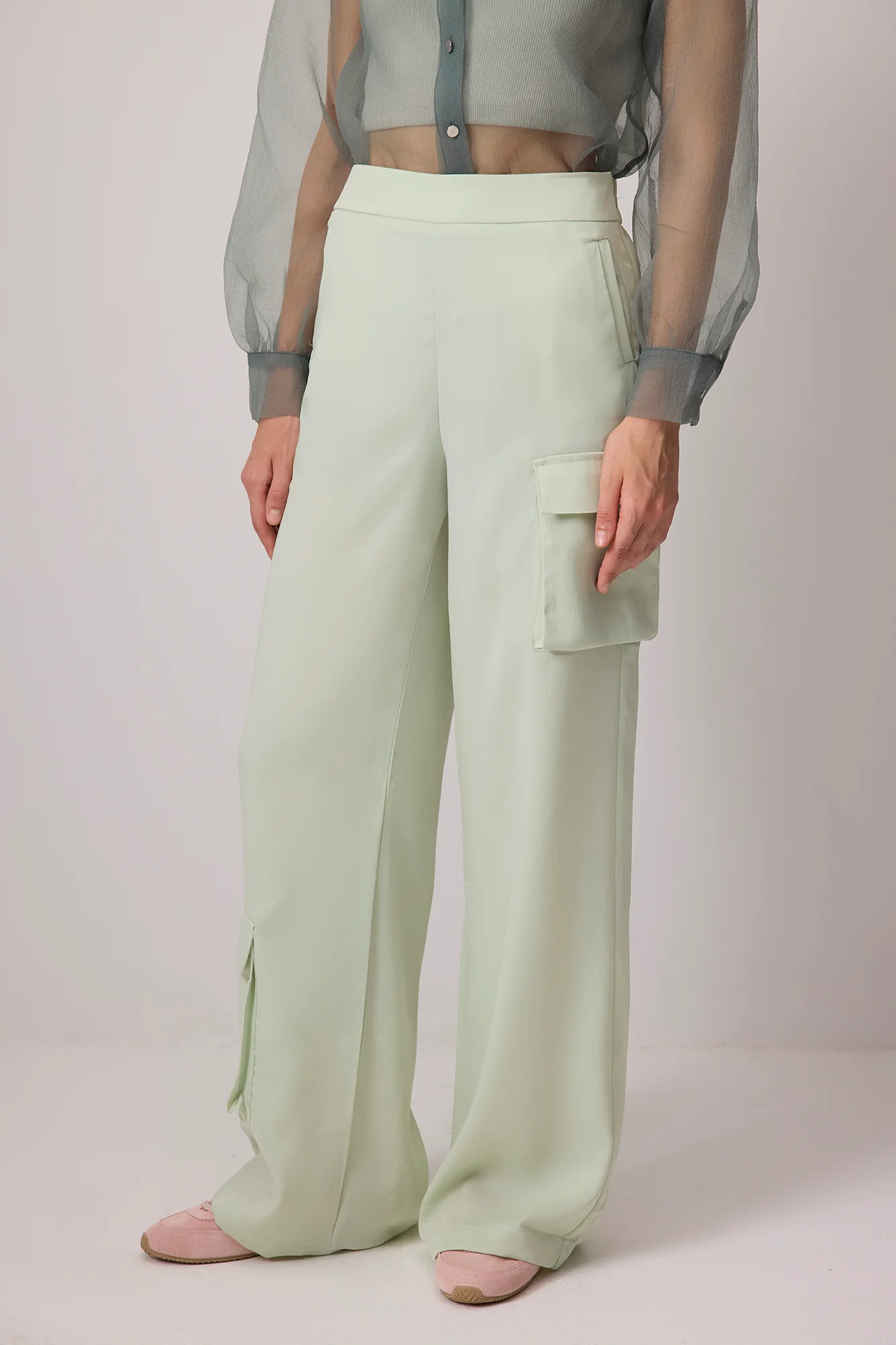 WIDE LEG SATIN TROUSERS - Image 4