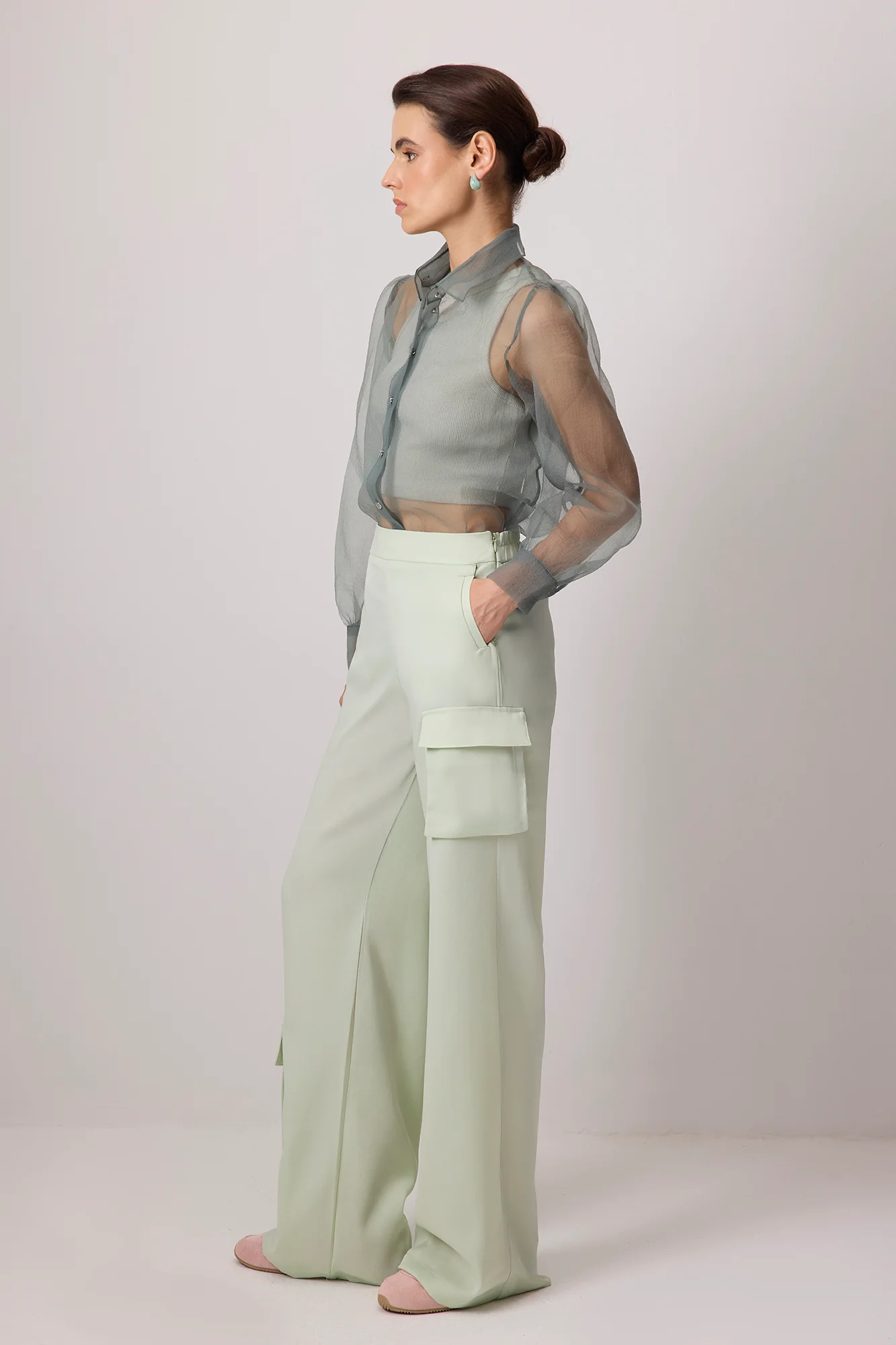 WIDE LEG SATIN TROUSERS - Image 5