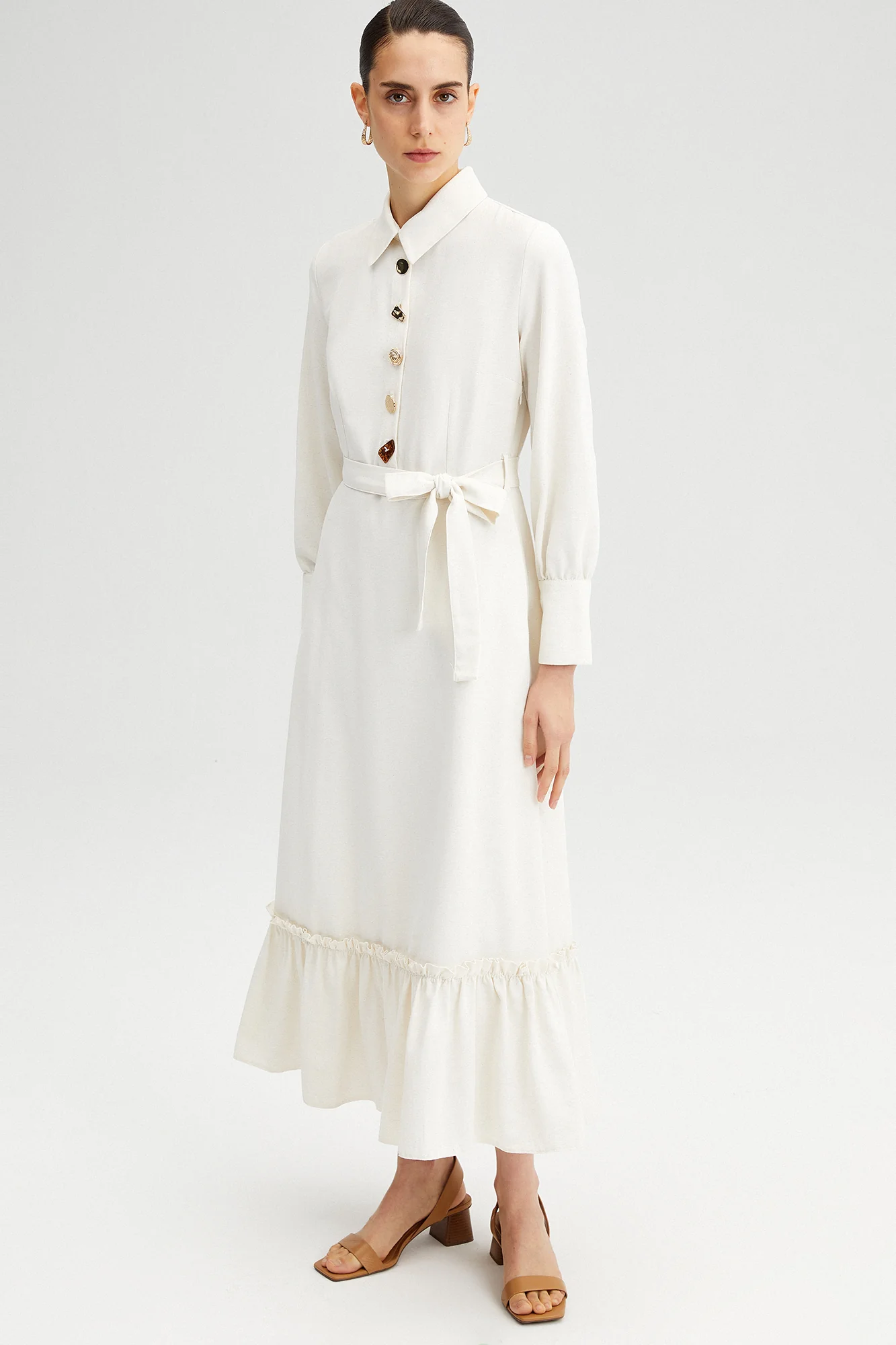 BUTTON DETAILED LONG DRESS - Image 3