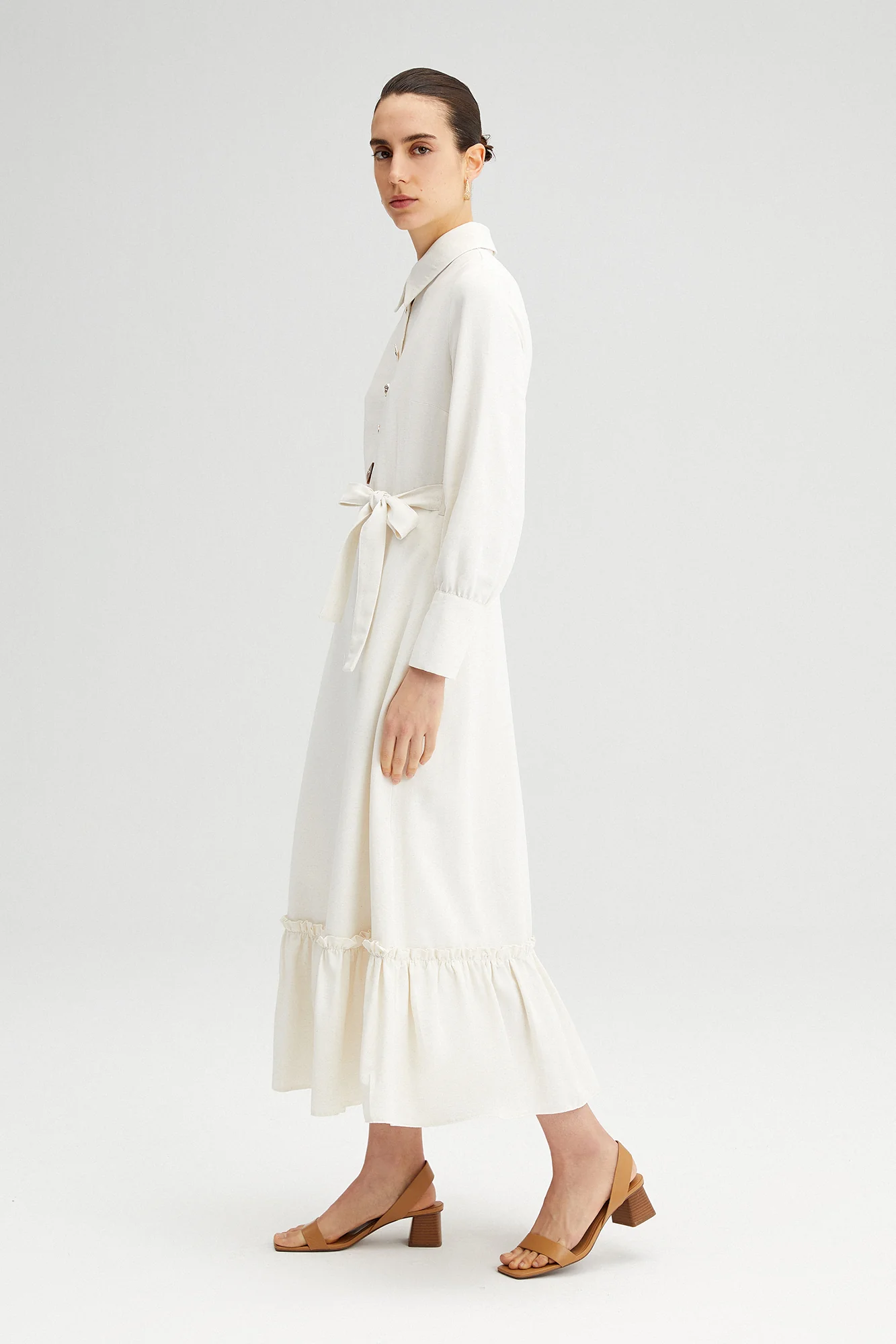 BUTTON DETAILED LONG DRESS - Image 4