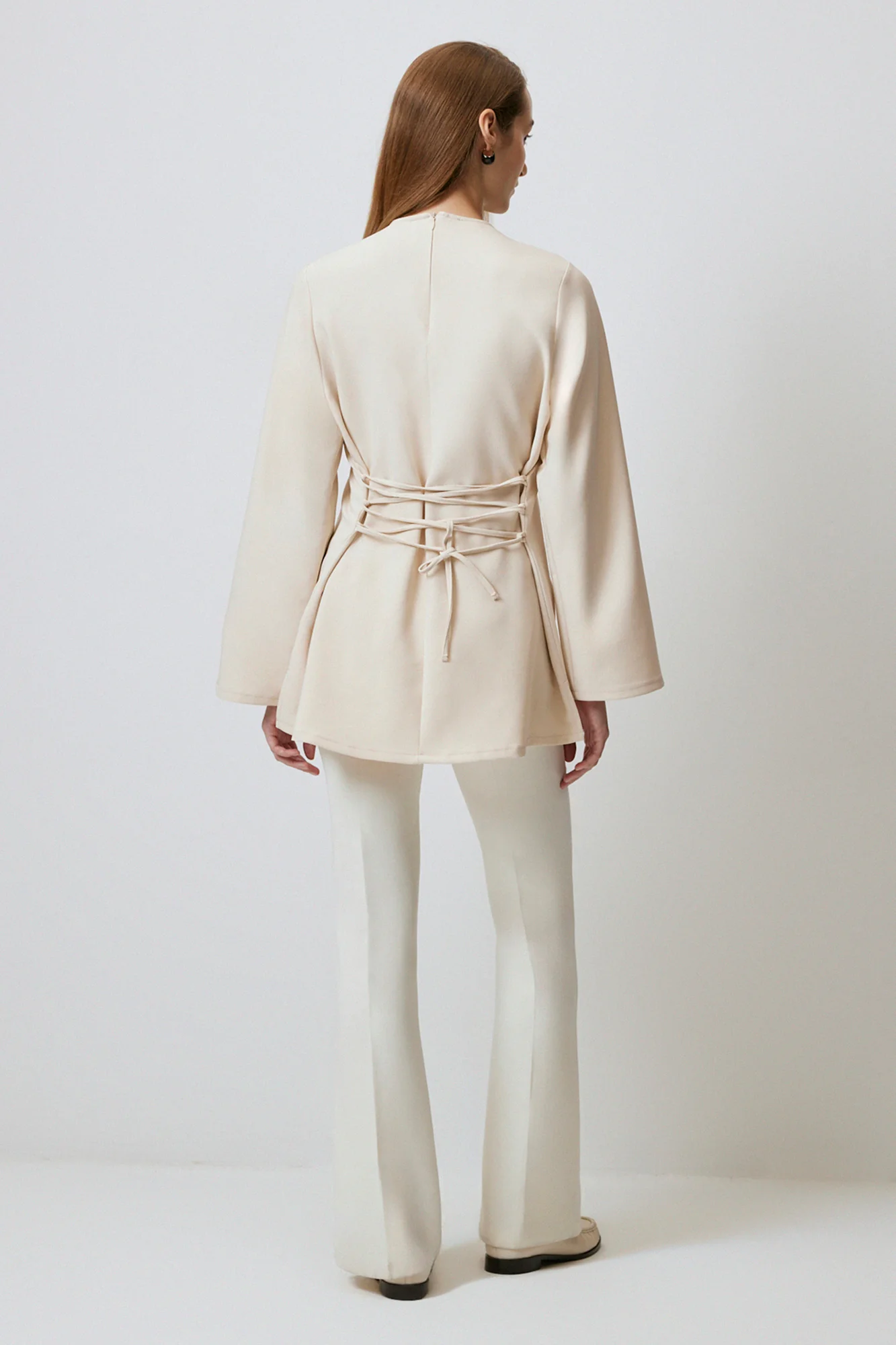 CROSS TIE DETAILED CREPE BLOUSE - Image 4
