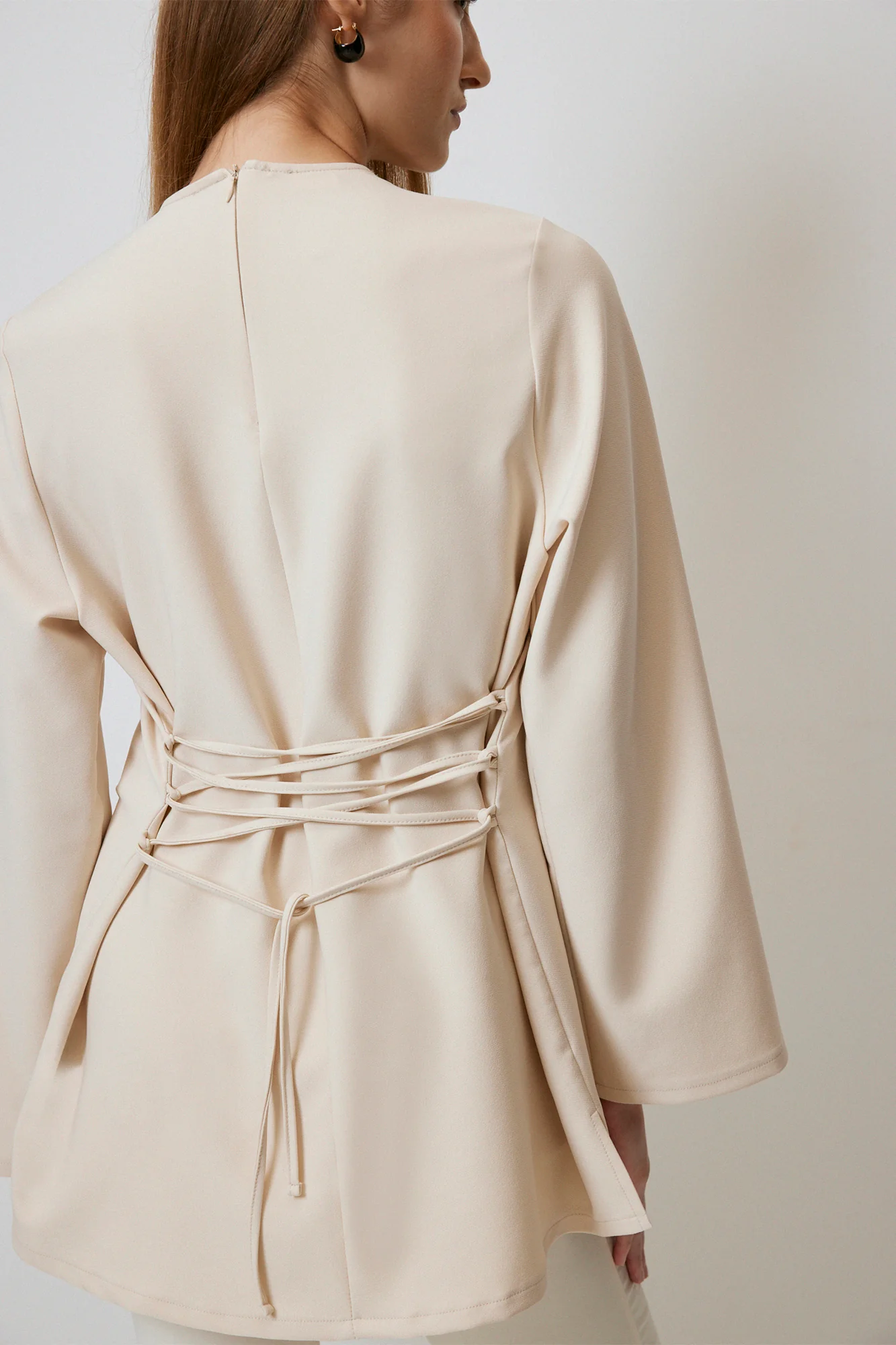 CROSS TIE DETAILED CREPE BLOUSE - Image 5