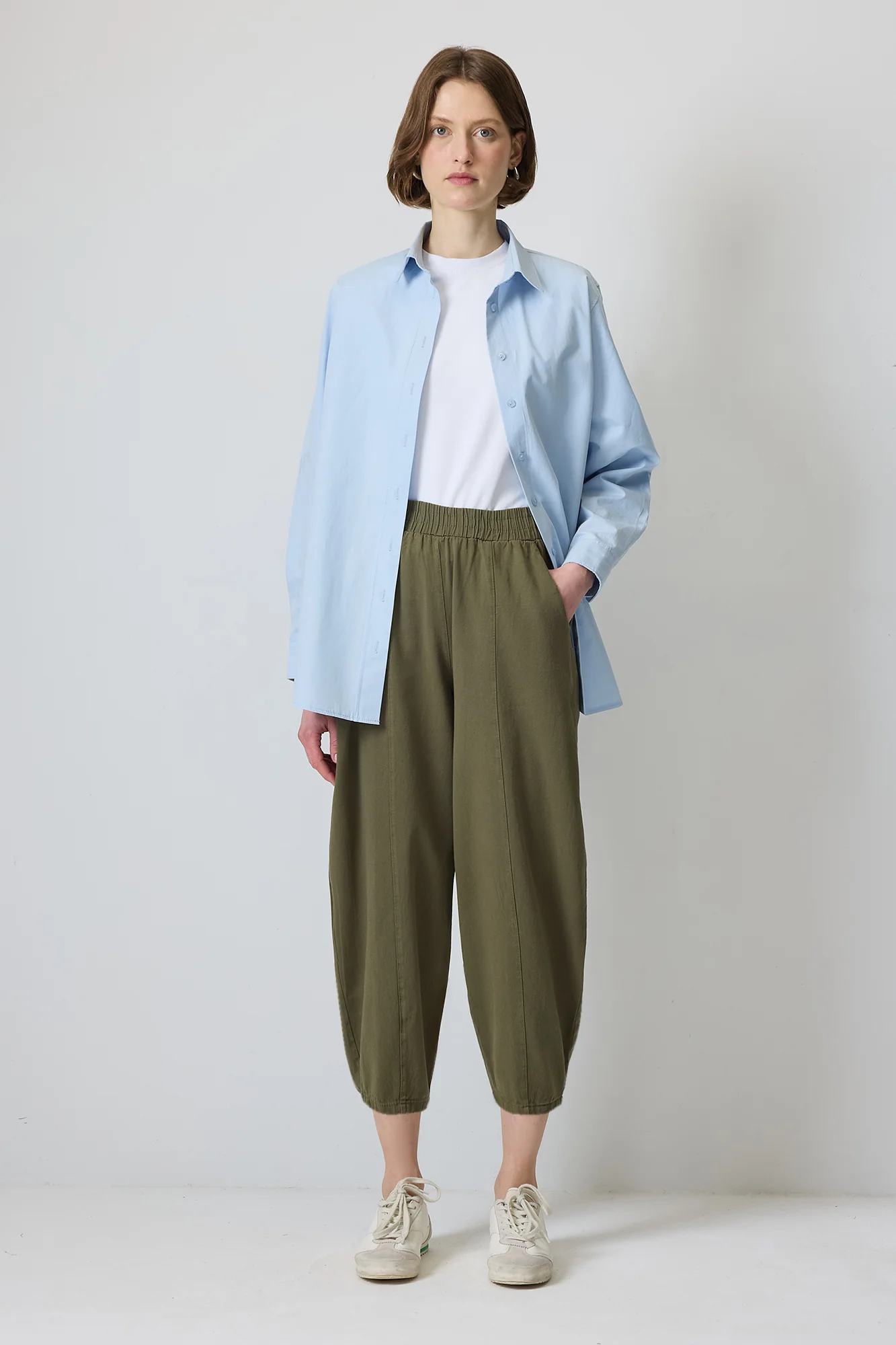 100% COTTON ELASTIC WAIST TROUSERS - Image 3