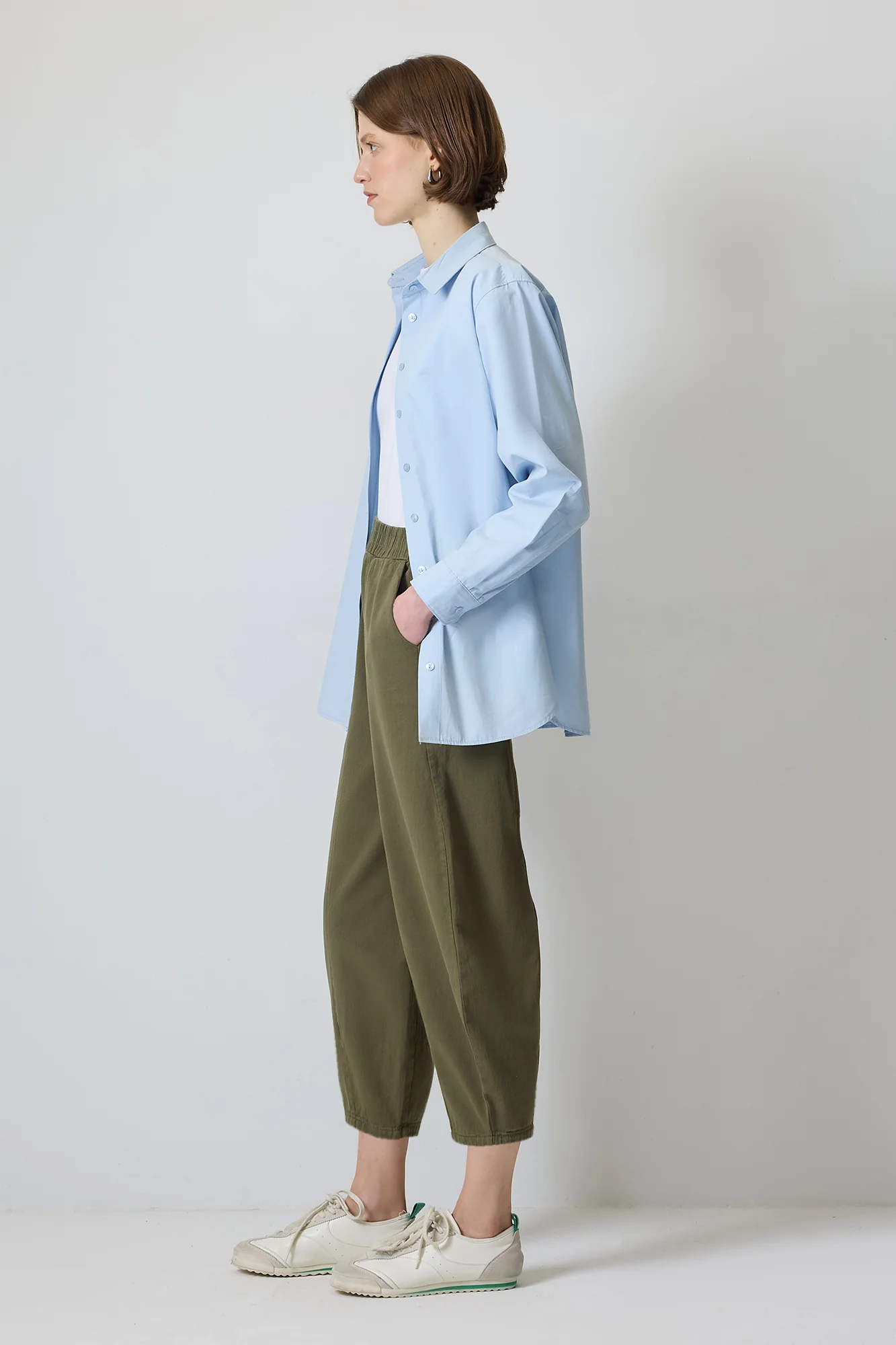 100% COTTON ELASTIC WAIST TROUSERS - Image 4