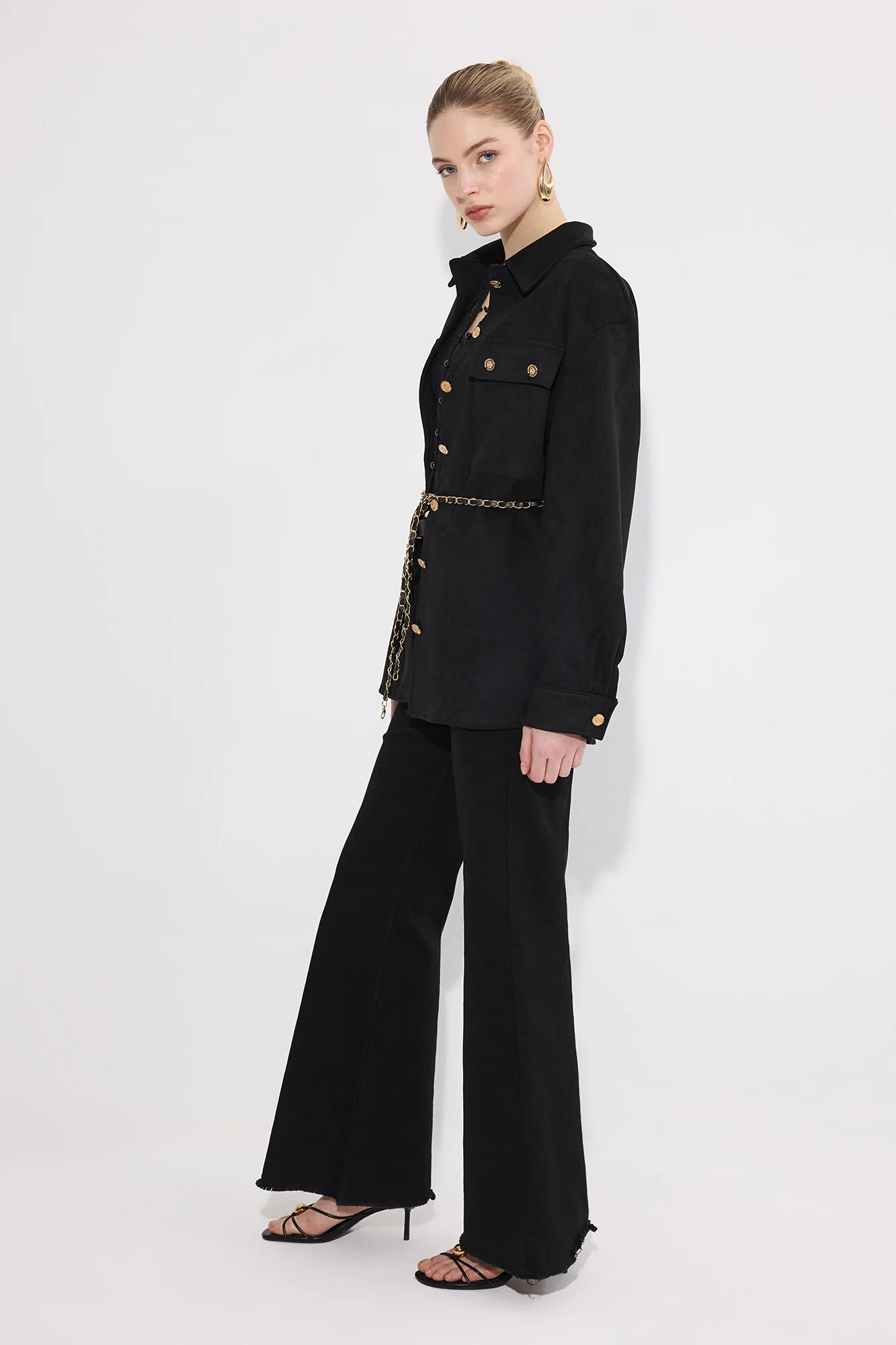 CHAIN BELT DETAILED SUEDE JACKET - Image 4