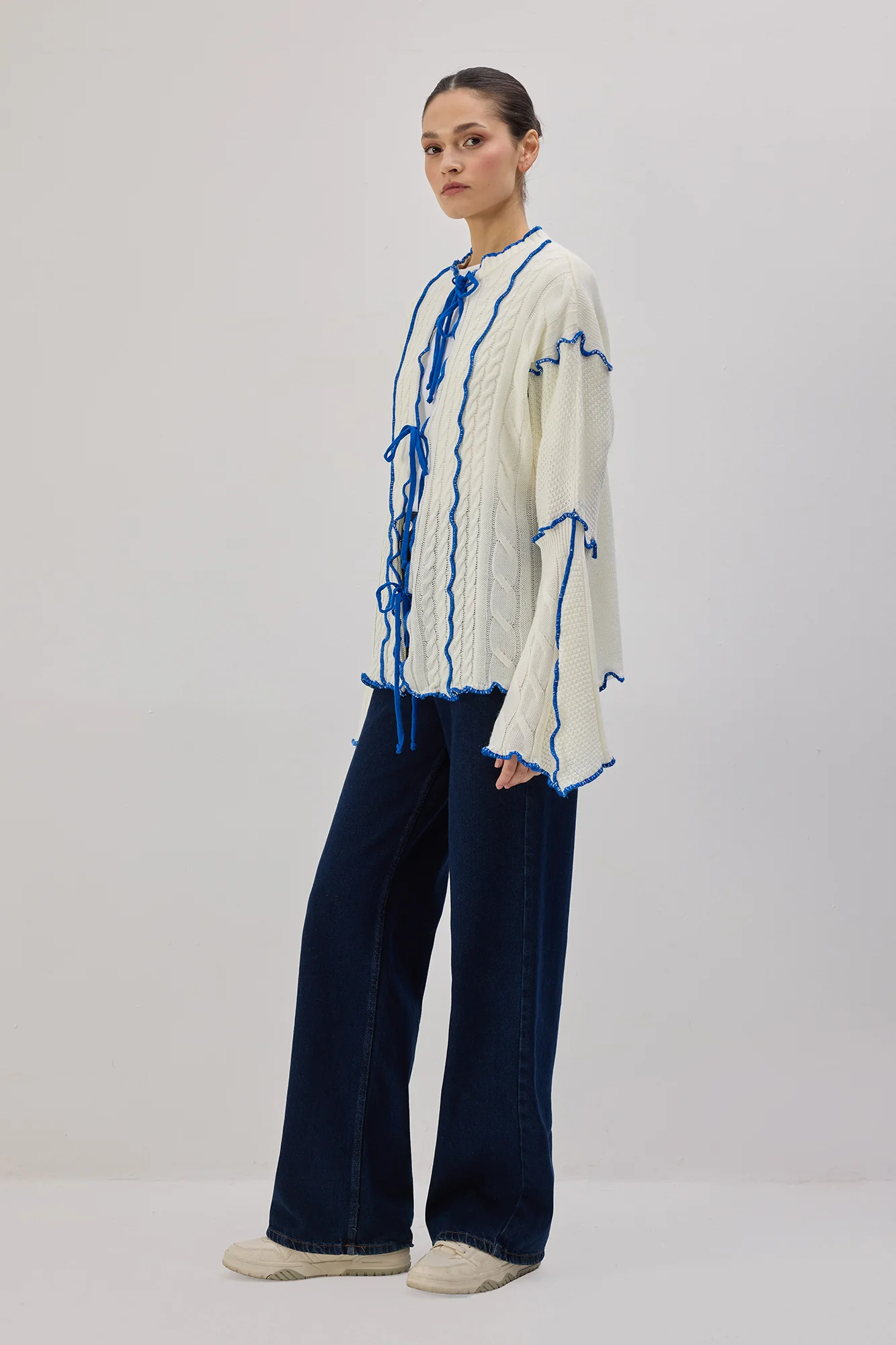 CONTRAST BELTED KNIT CARDIGAN - Image 5