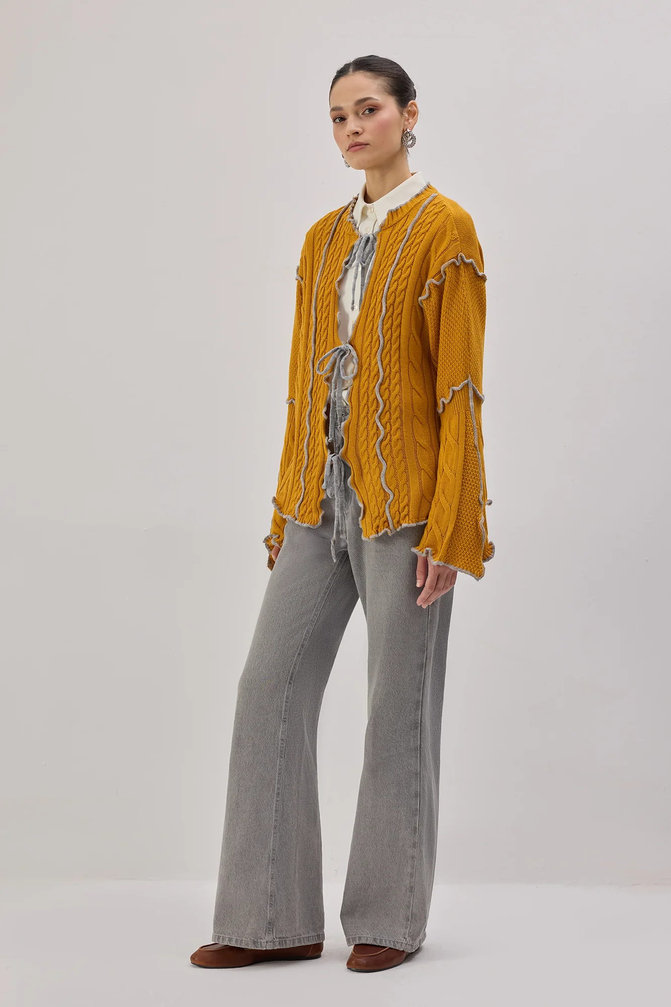 CONTRAST BELTED KNIT CARDIGAN - Image 5