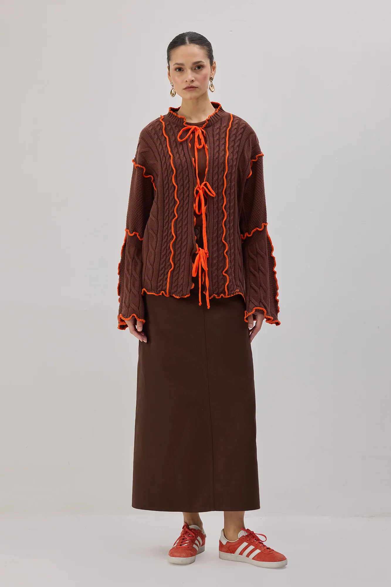 CONTRAST BELTED KNIT CARDIGAN - Image 5