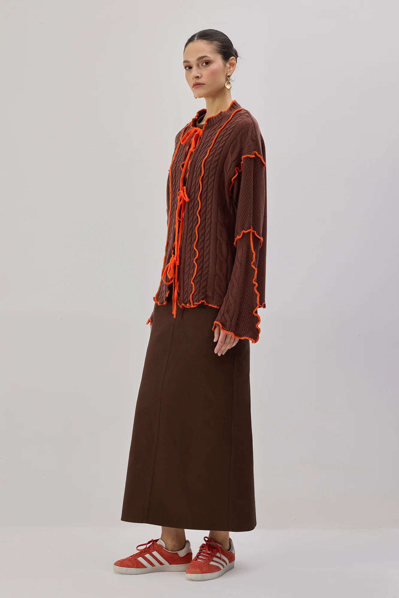 CONTRAST BELTED KNIT CARDIGAN - Image 6