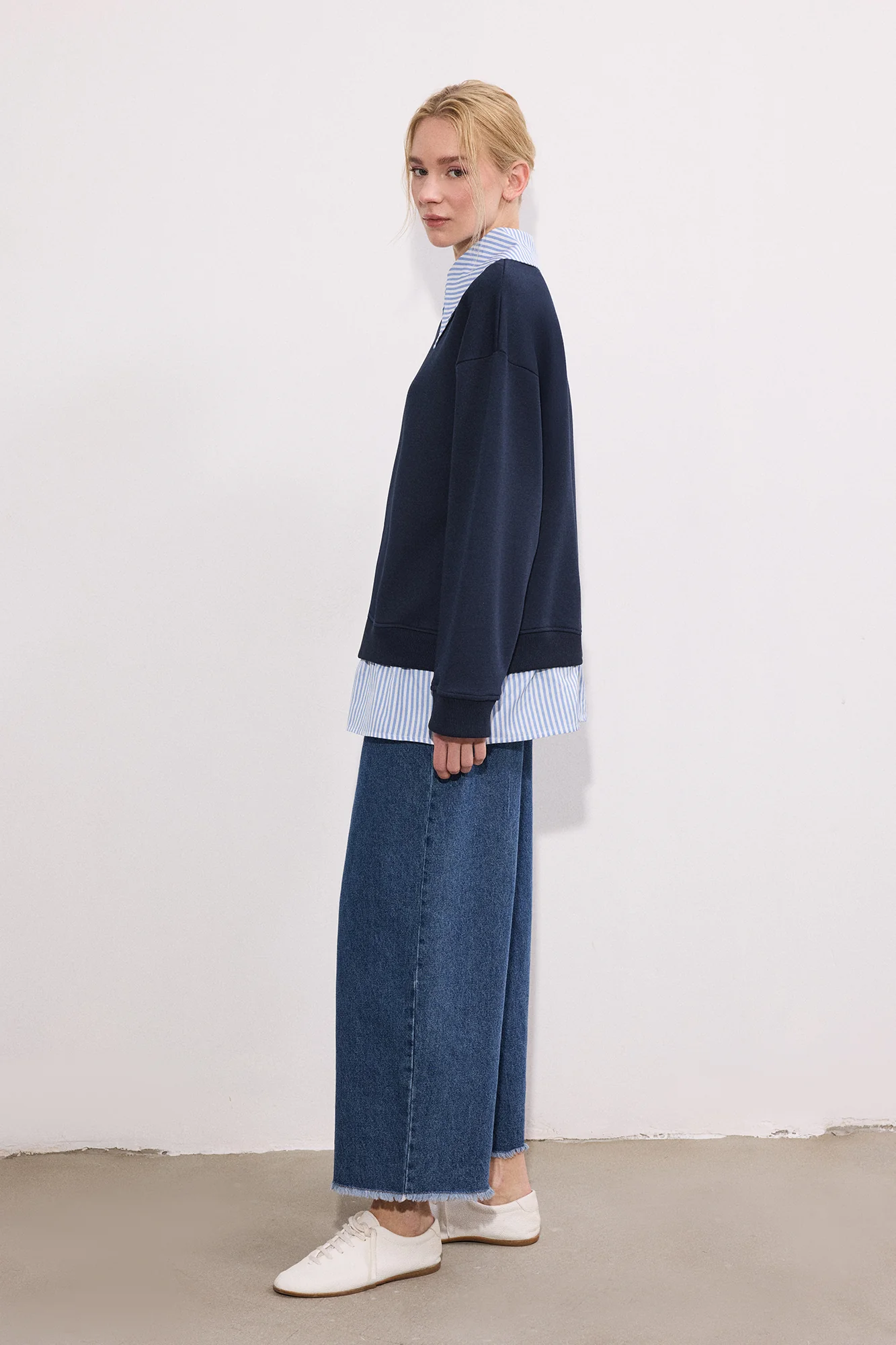 STRİPED WİDE-NECK SWEATSHİRT - Image 3