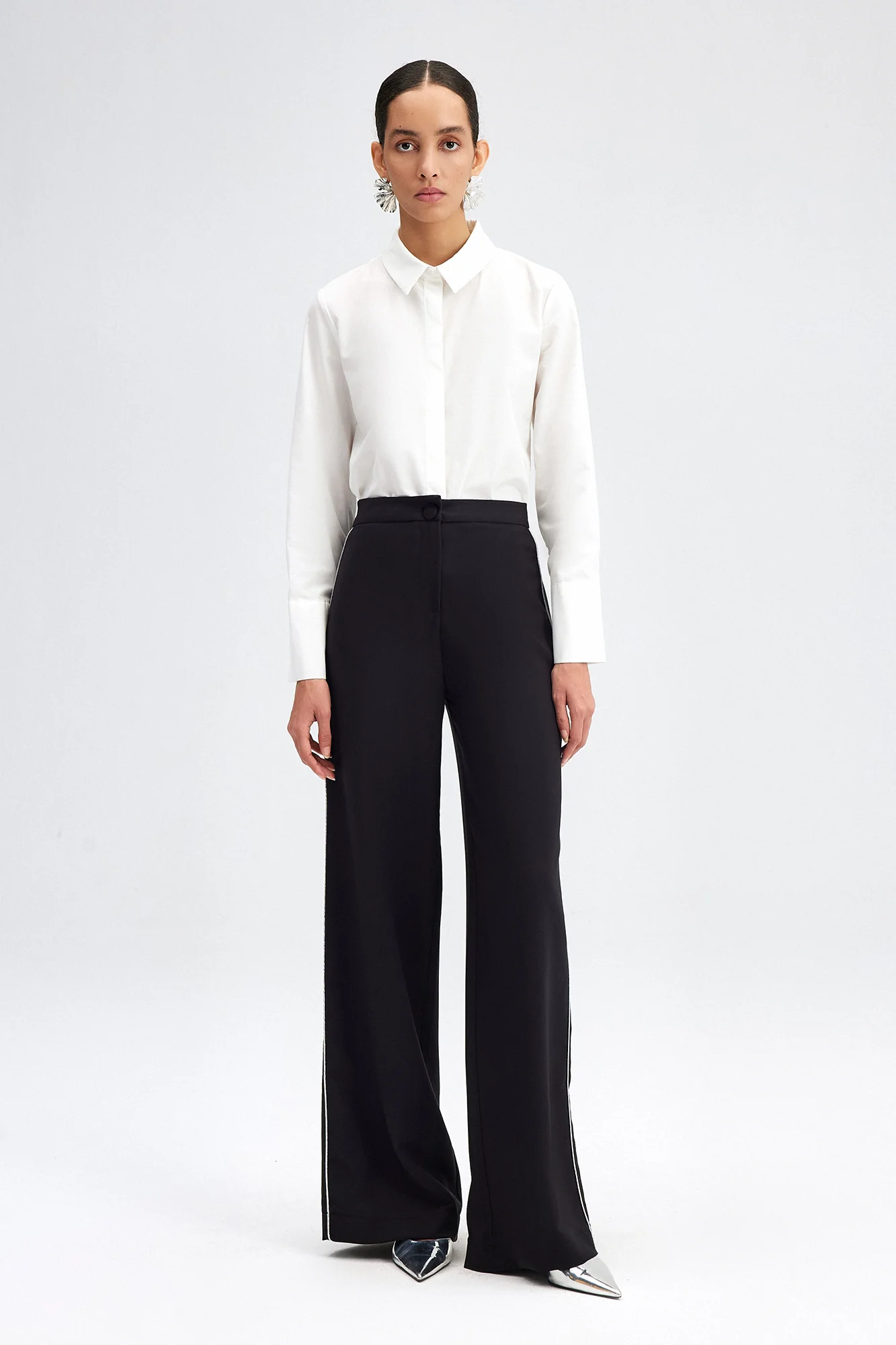 CREPE PANTS WITH TRIM DETAIL - Image 3