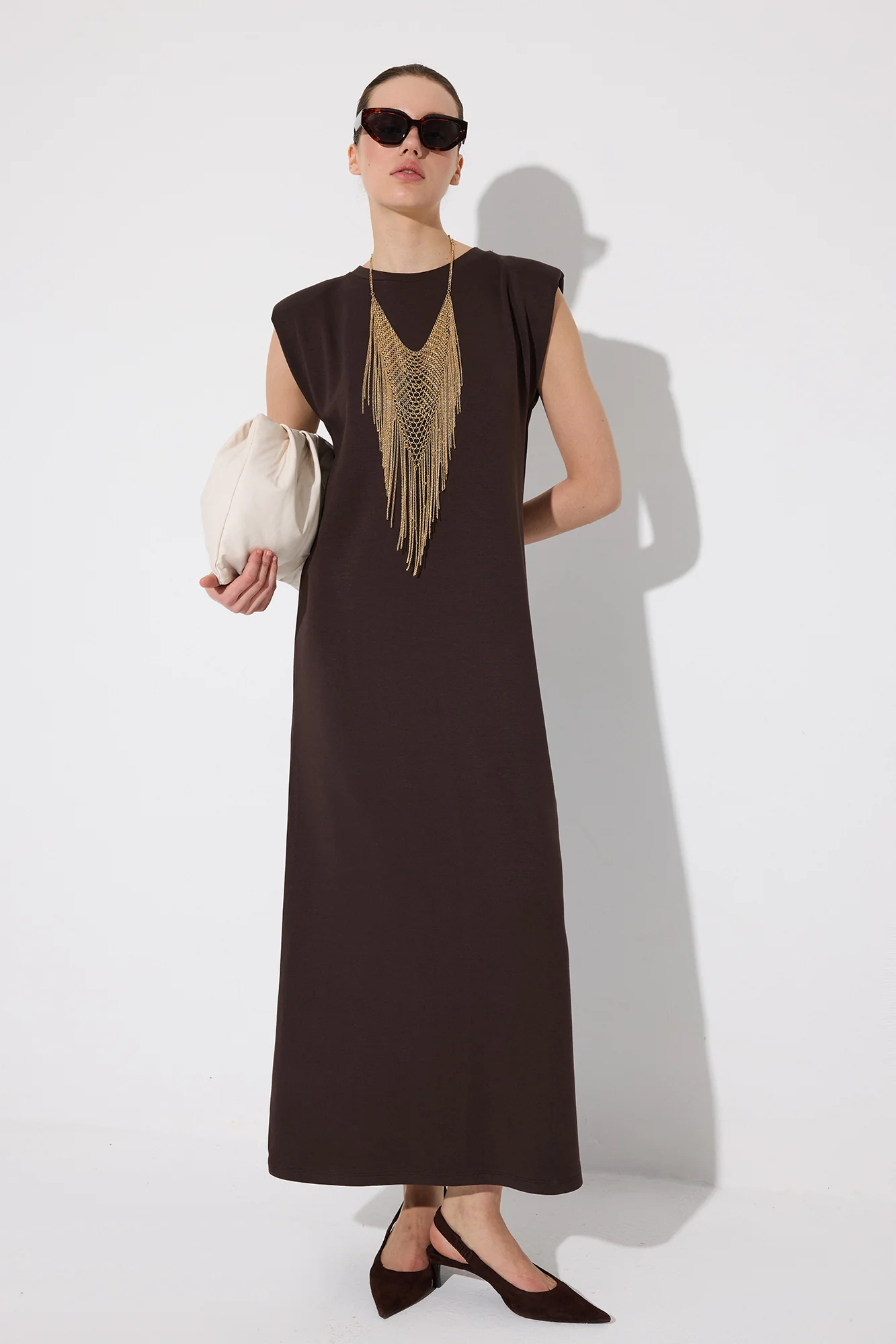 CREW NECK PADDED DRESS - Image 2