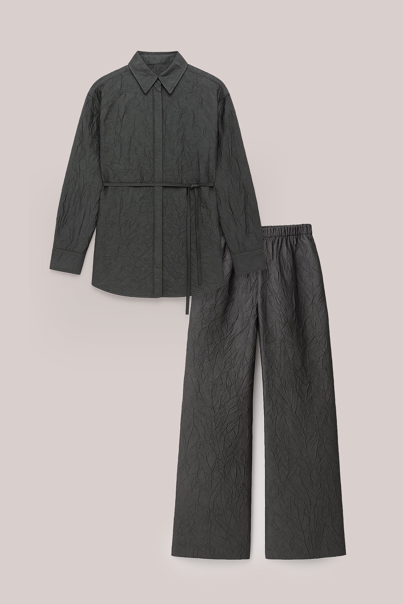 CRUSHED SHIRT TROUSER SET