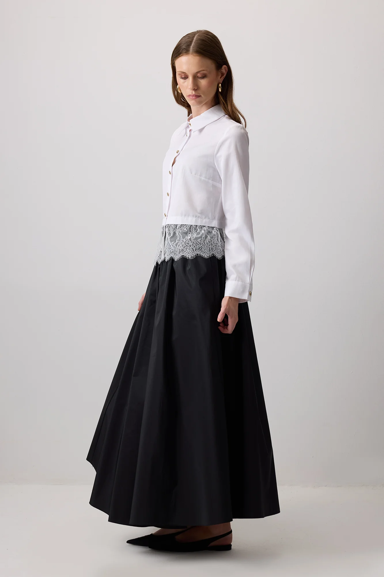LACE DETAILED CROP SHIRT - Image 4