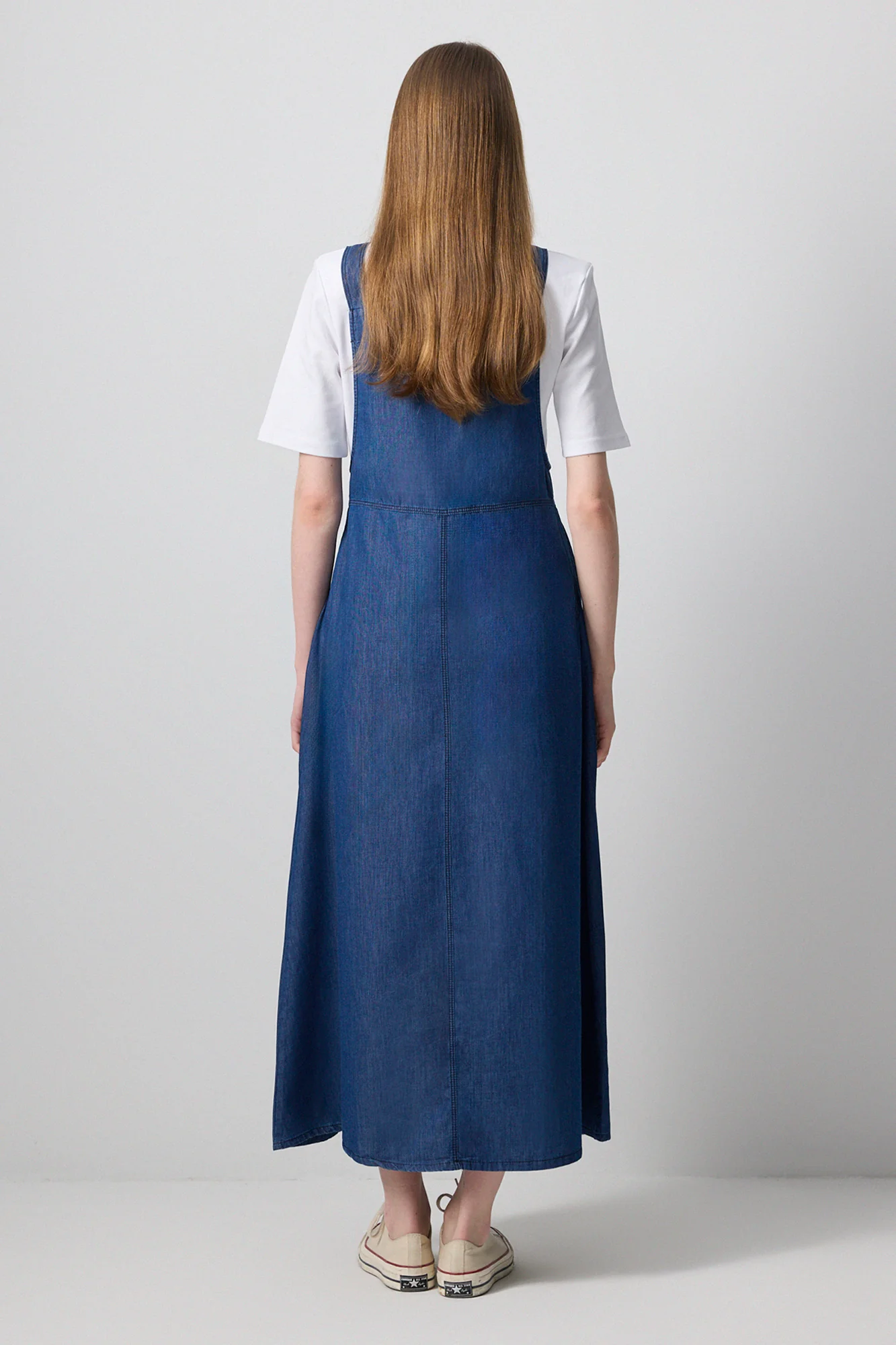 DENIM EFFECTED PLEATED DRESS - Image 4