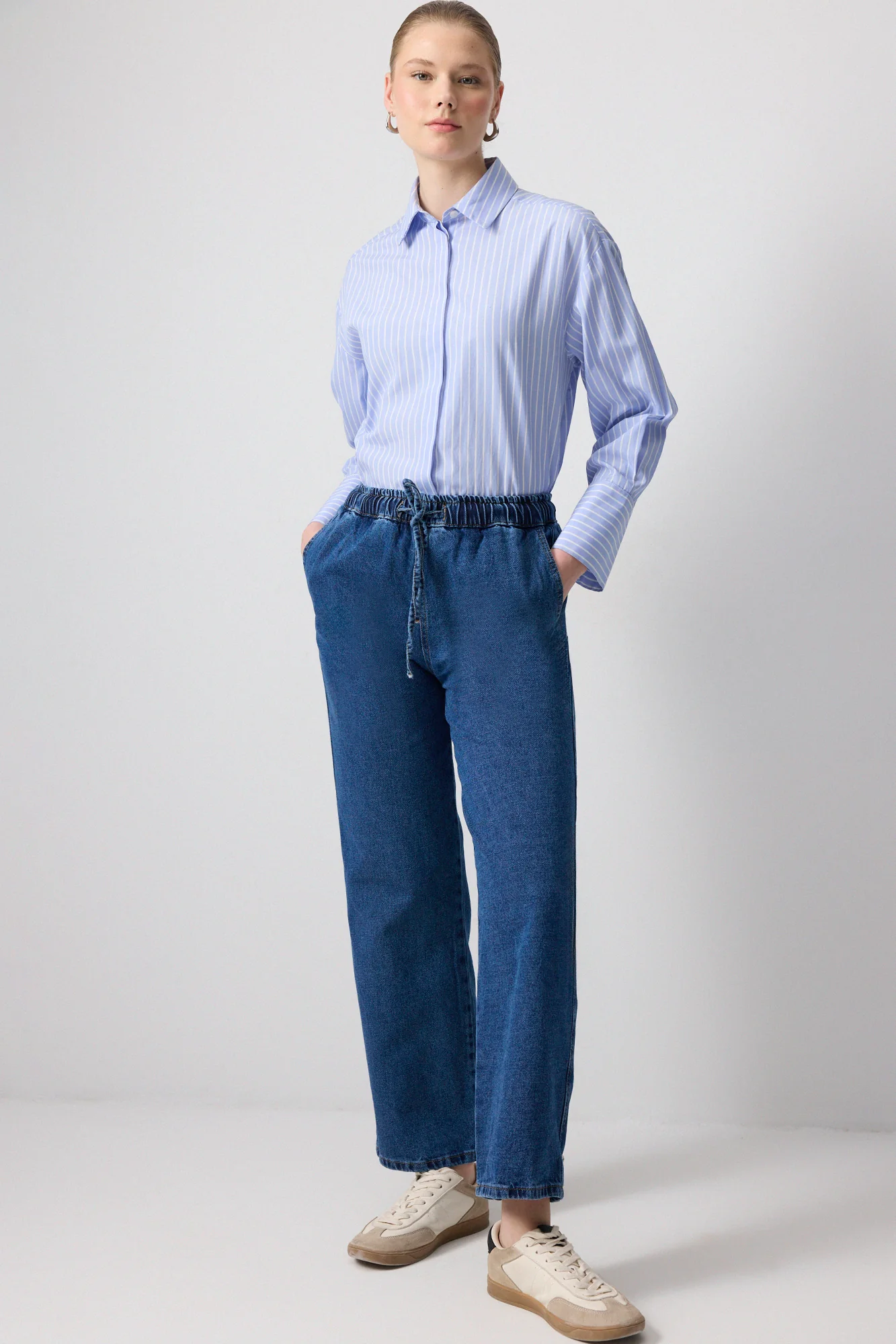 DENIM TROUSERS WITH ELASTICATED WAIST - Image 3
