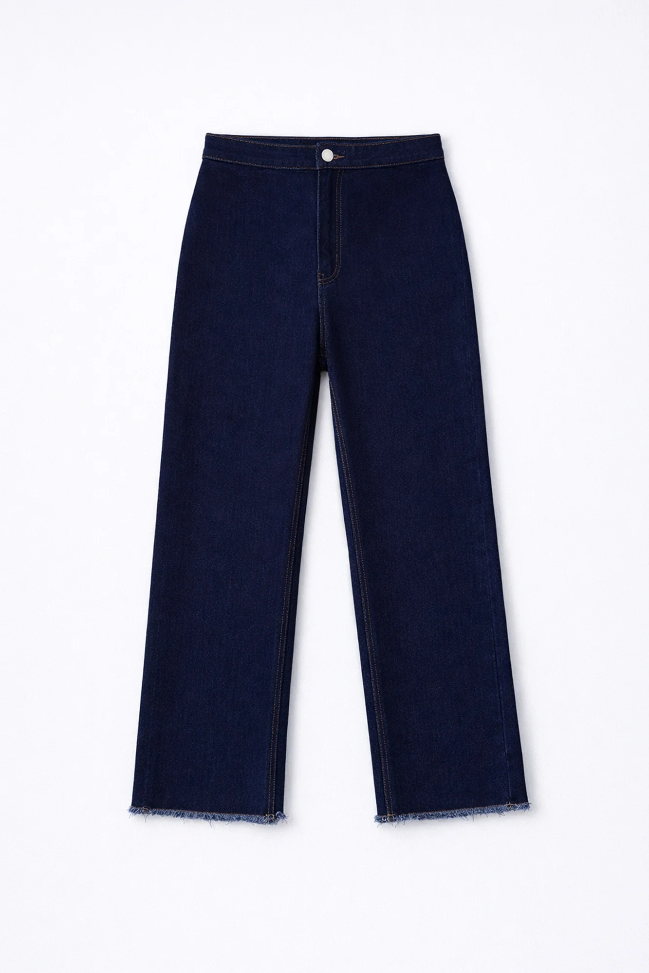 DENIM TROUSERS WITH FRINGED CUFF - Image 2