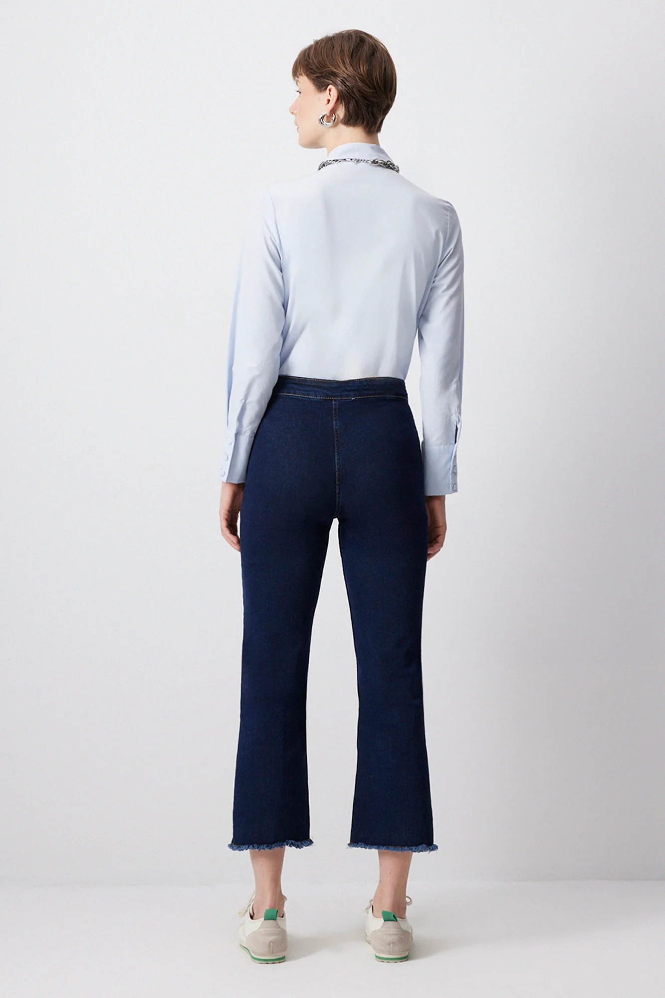 DENIM TROUSERS WITH FRINGED CUFF - Image 5