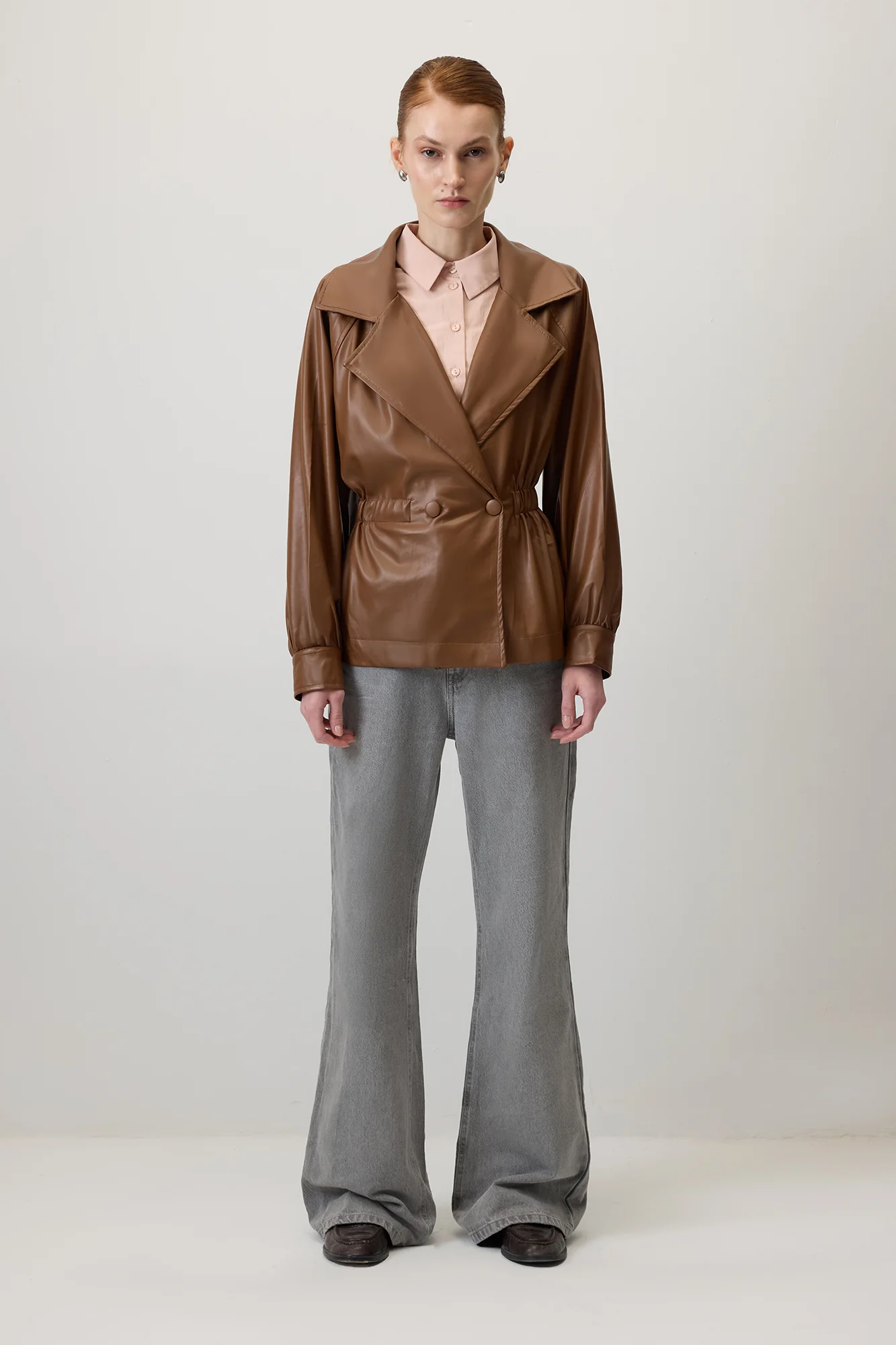 DOUBLE-BREASTED JACKET WITH ELASTIC WAIST - Image 2