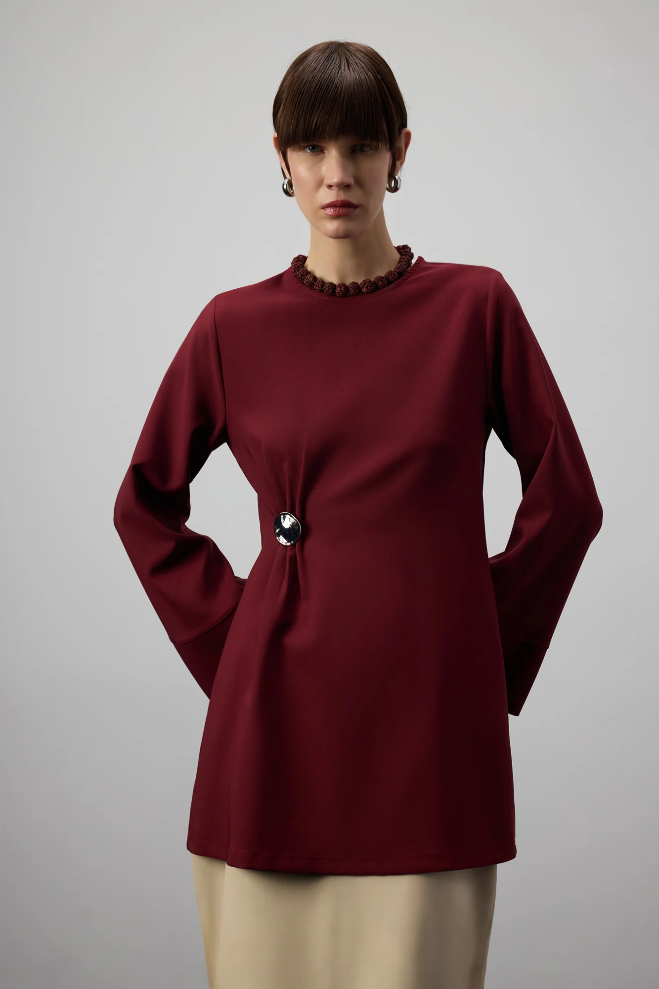 DRAPED BLOUSE WITH METAL ACCESSORY - Image 2