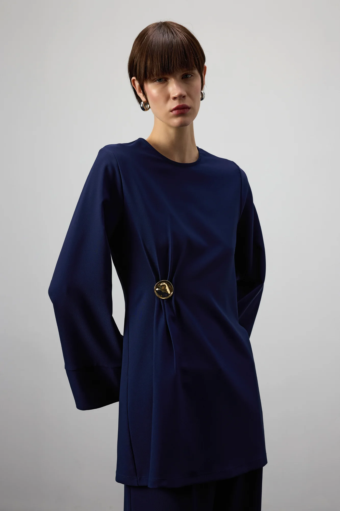 DRAPED BLOUSE WITH METAL ACCESSORY - Image 2