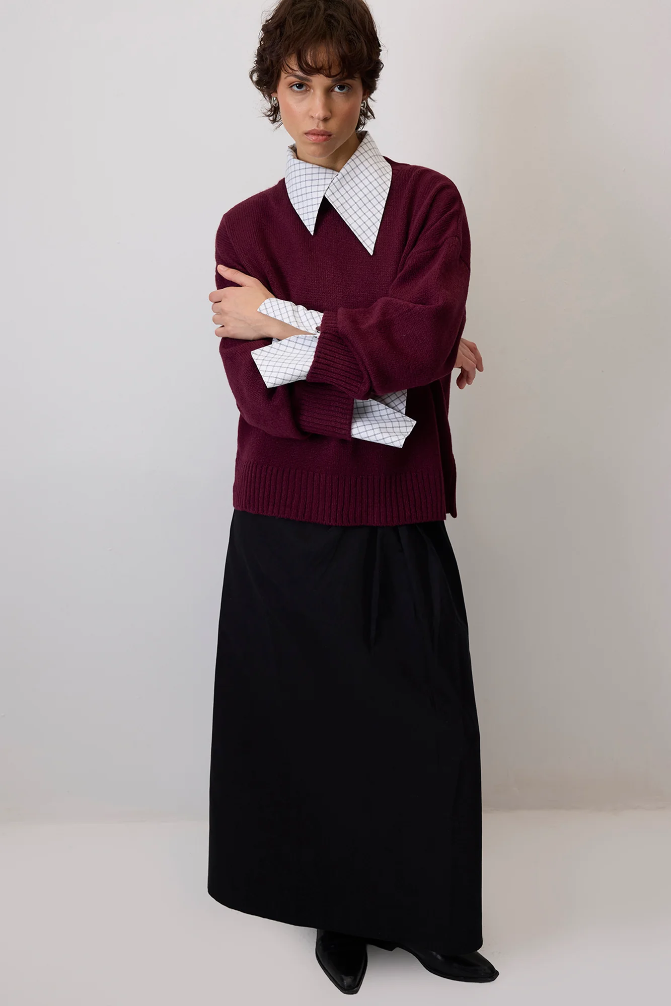 DRAPED GABARDINE SKIRT