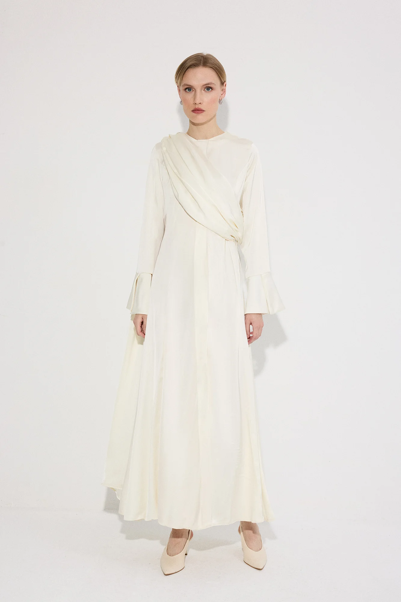 DRAPED SATIN SKIRT