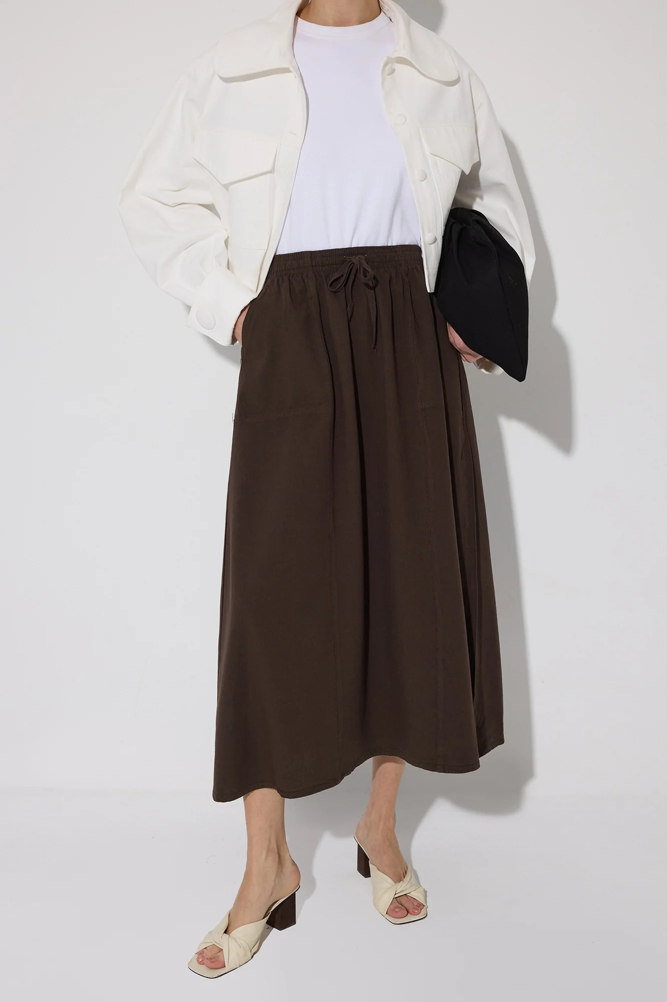 ELASTIC WAIST SKIRT WITH POCKETS - Image 3