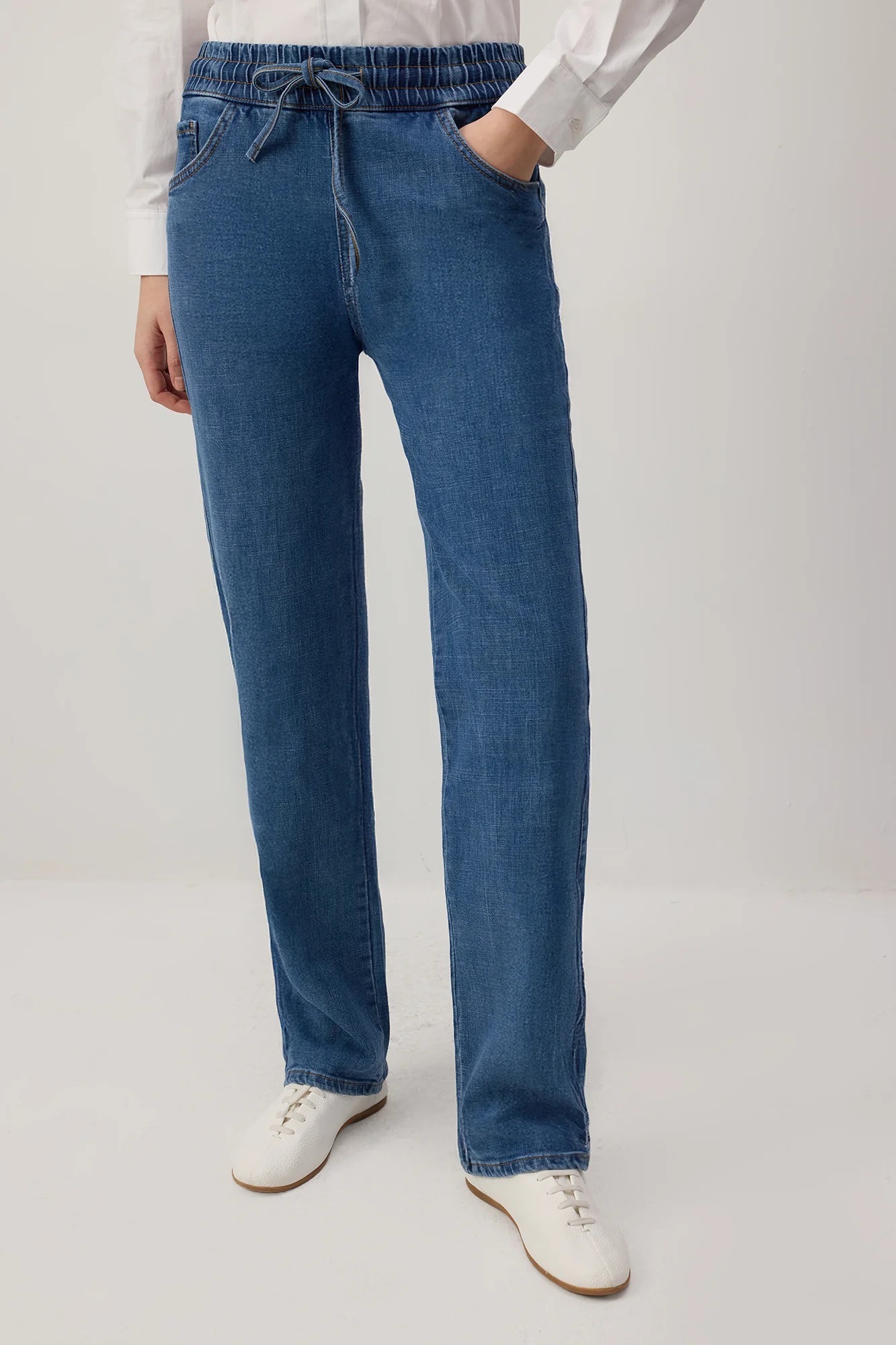 ELASTICATED WAIST DENIM TROUSERS - Image 4