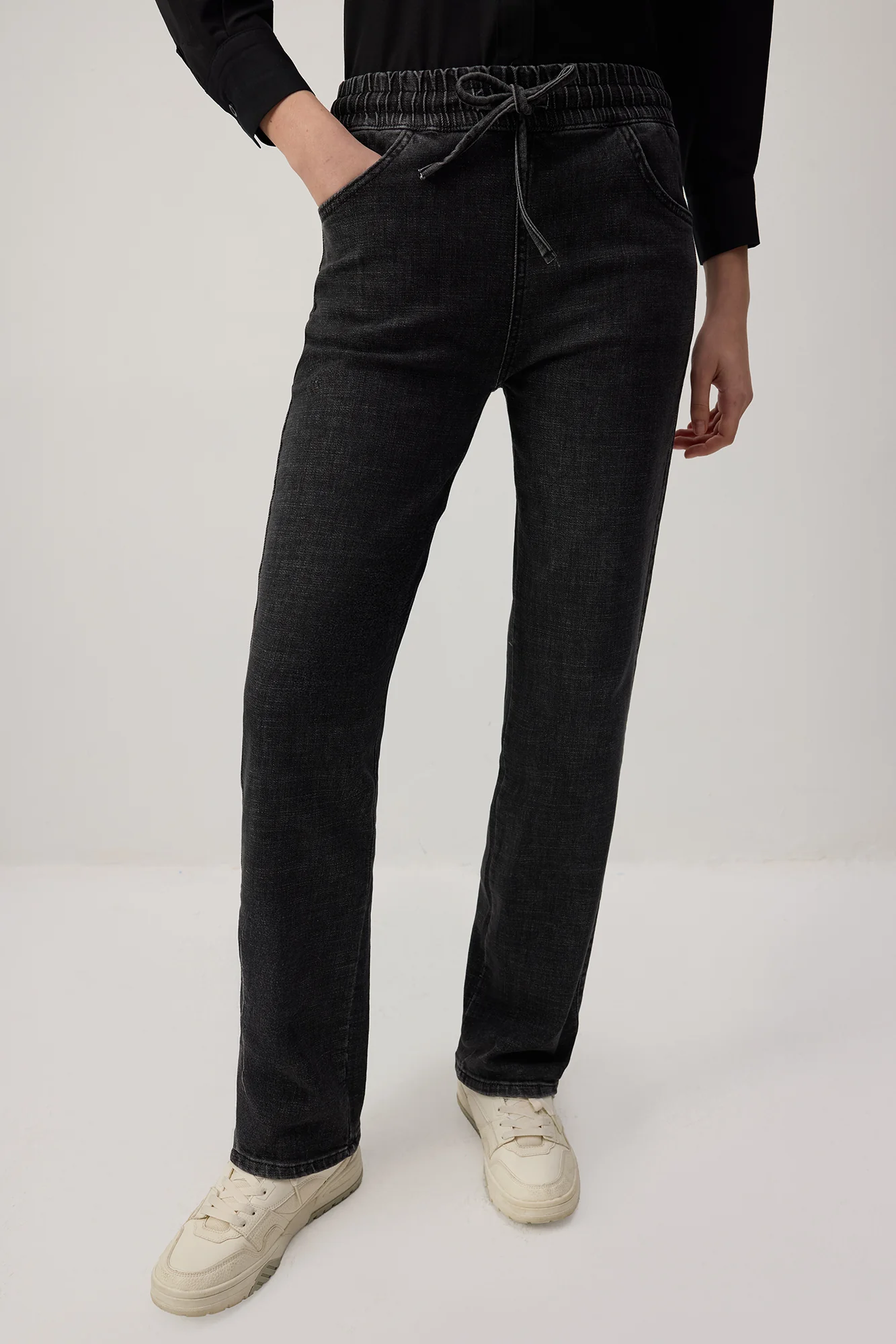 ELASTICATED WAIST DENIM TROUSERS - Image 3