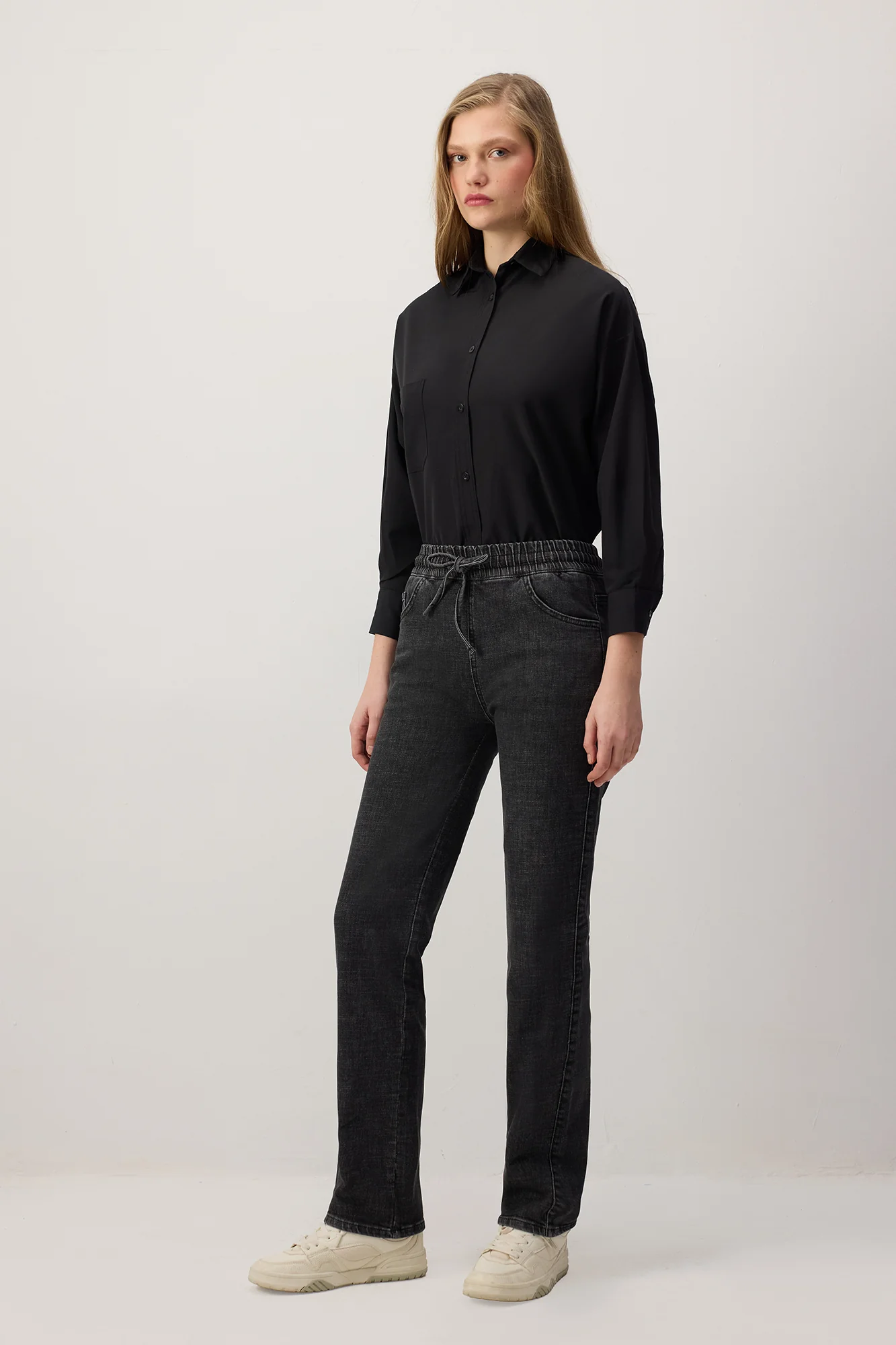 ELASTICATED WAIST DENIM TROUSERS - Image 4