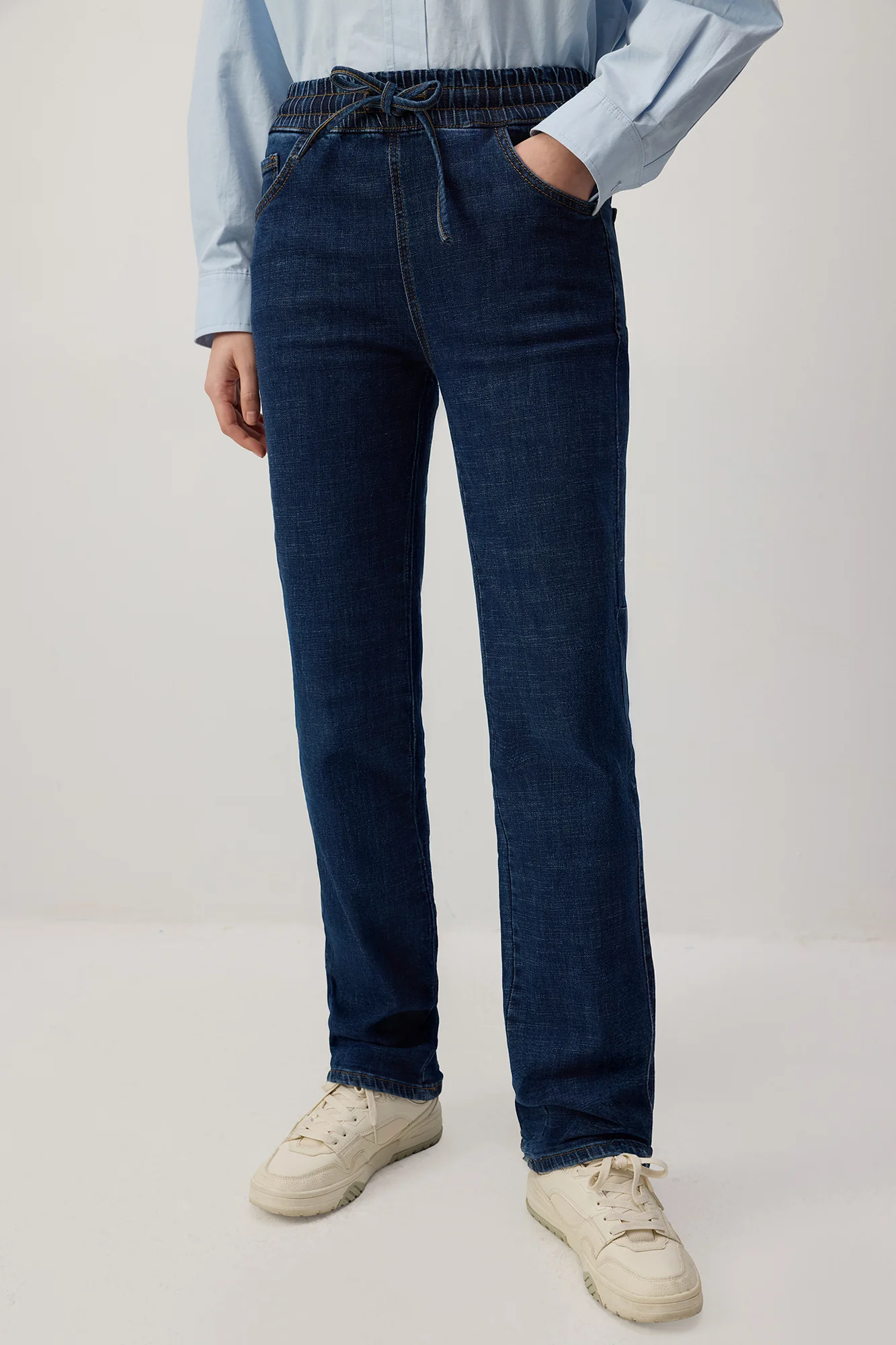 ELASTICATED WAIST DENIM TROUSERS - Image 3
