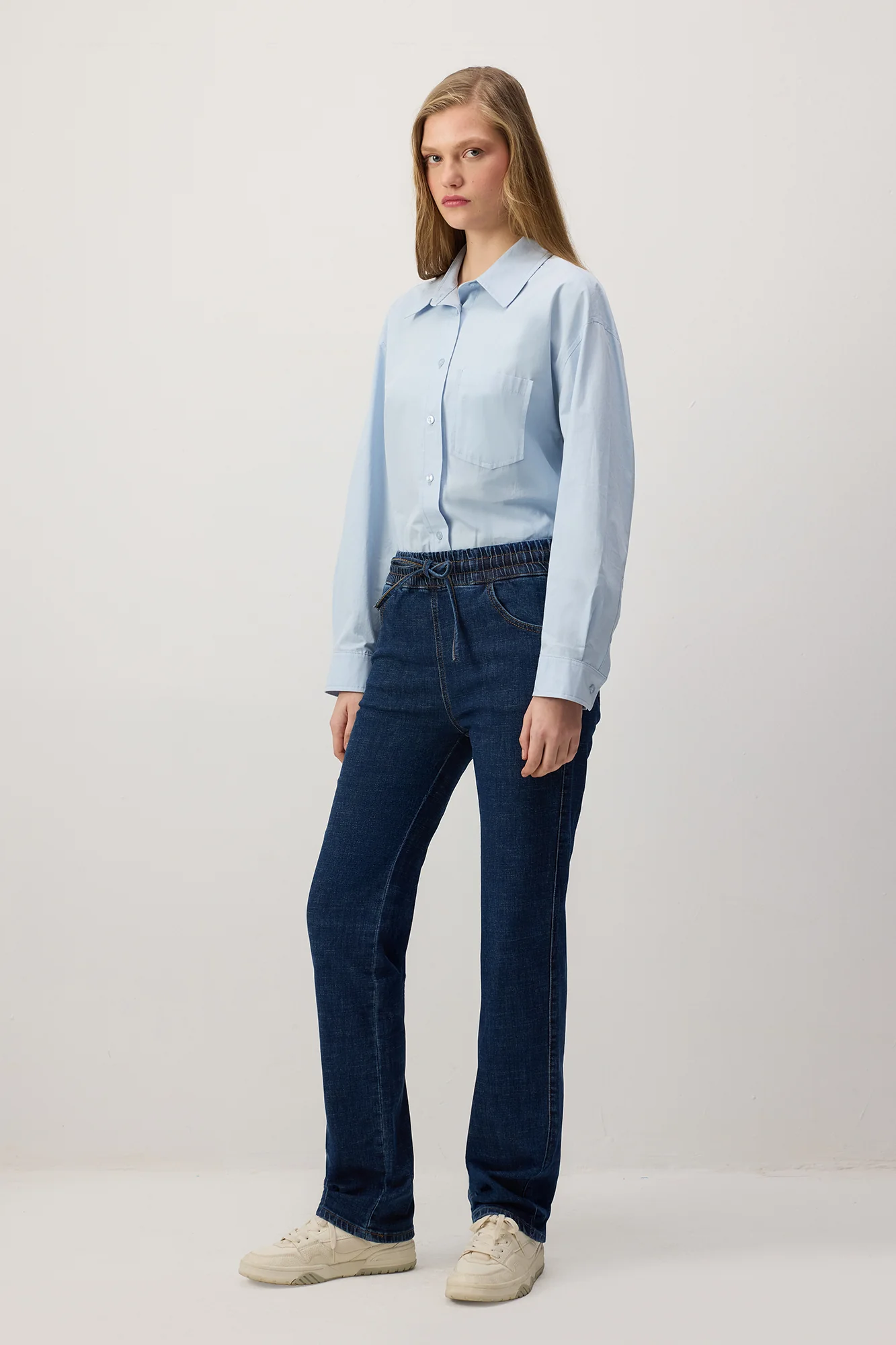 ELASTICATED WAIST DENIM TROUSERS - Image 4